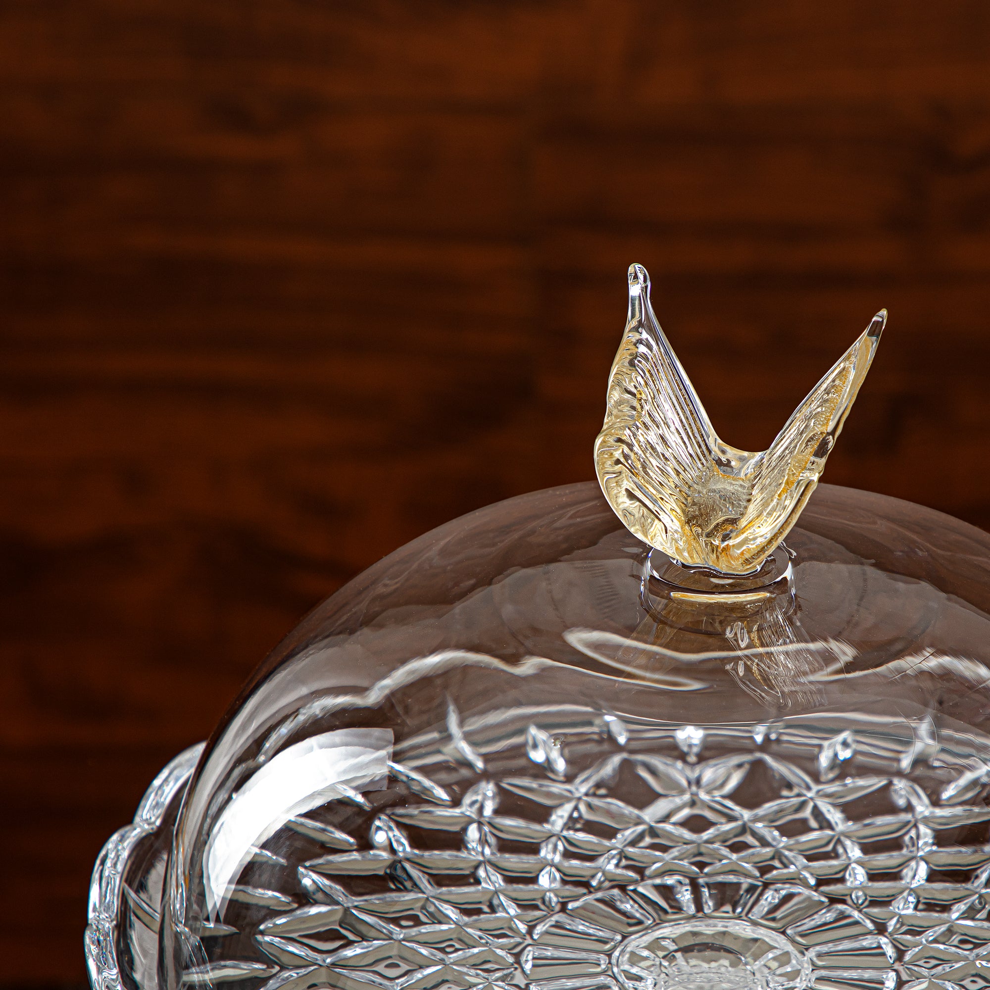 حامل كعك المرجان 31 سم زجاج شفاف وعسلي (41275-330FL-BA) قطع أنيقة للضيافة