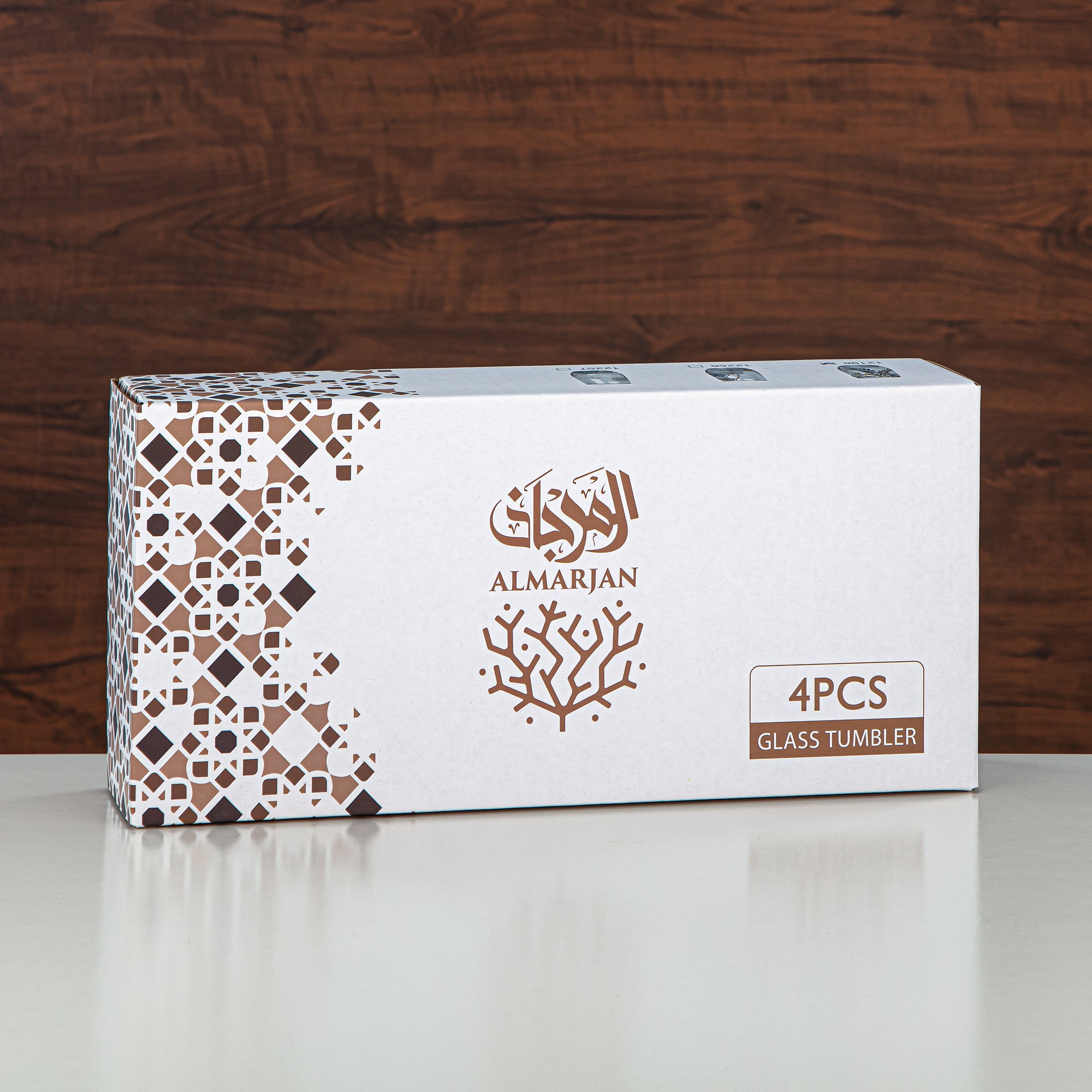 Almarjan Floral Glass Tumbler Set Printed Glass 4 Pieces (8233-5-12196) – Blue Botanical Serveware Collection