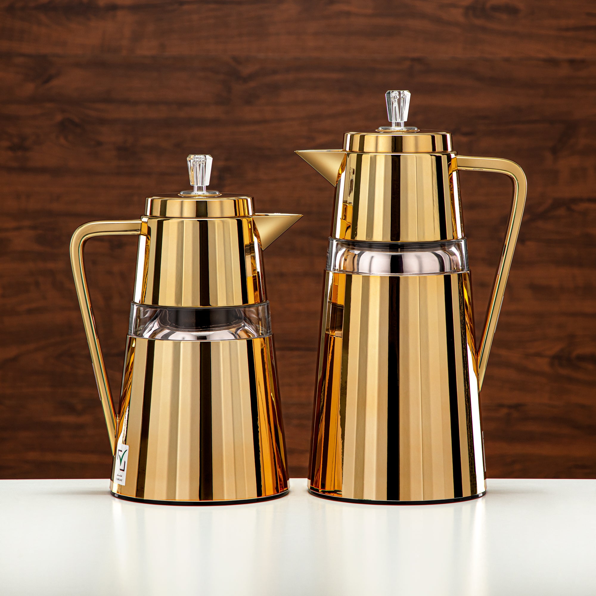 Almarjan 2 Pieces Vacuum Flask Set Gold & Transparent - C77-GA