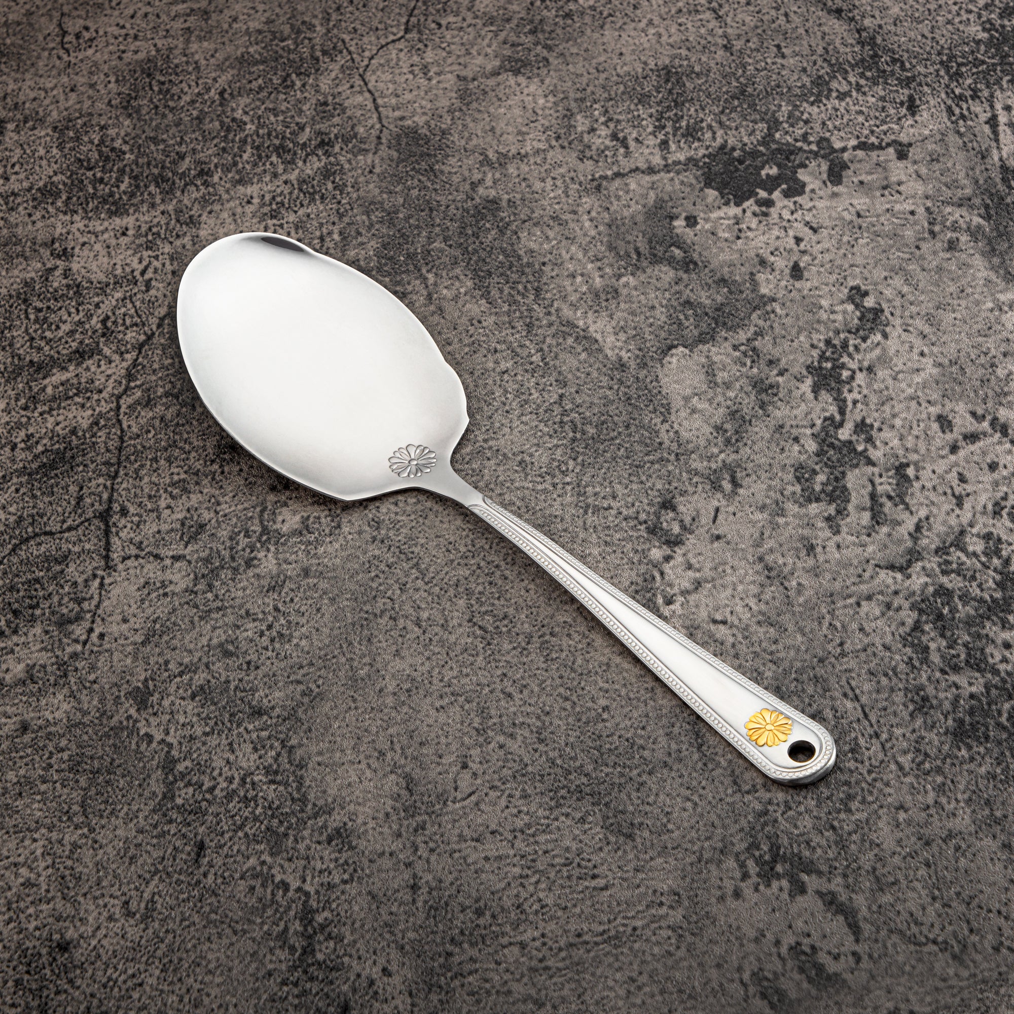 خادم أرز مسطح المرجان، ستانلس ستيل، فضي وذهبي (CUT0010407) أدوات مائدة أنيقة