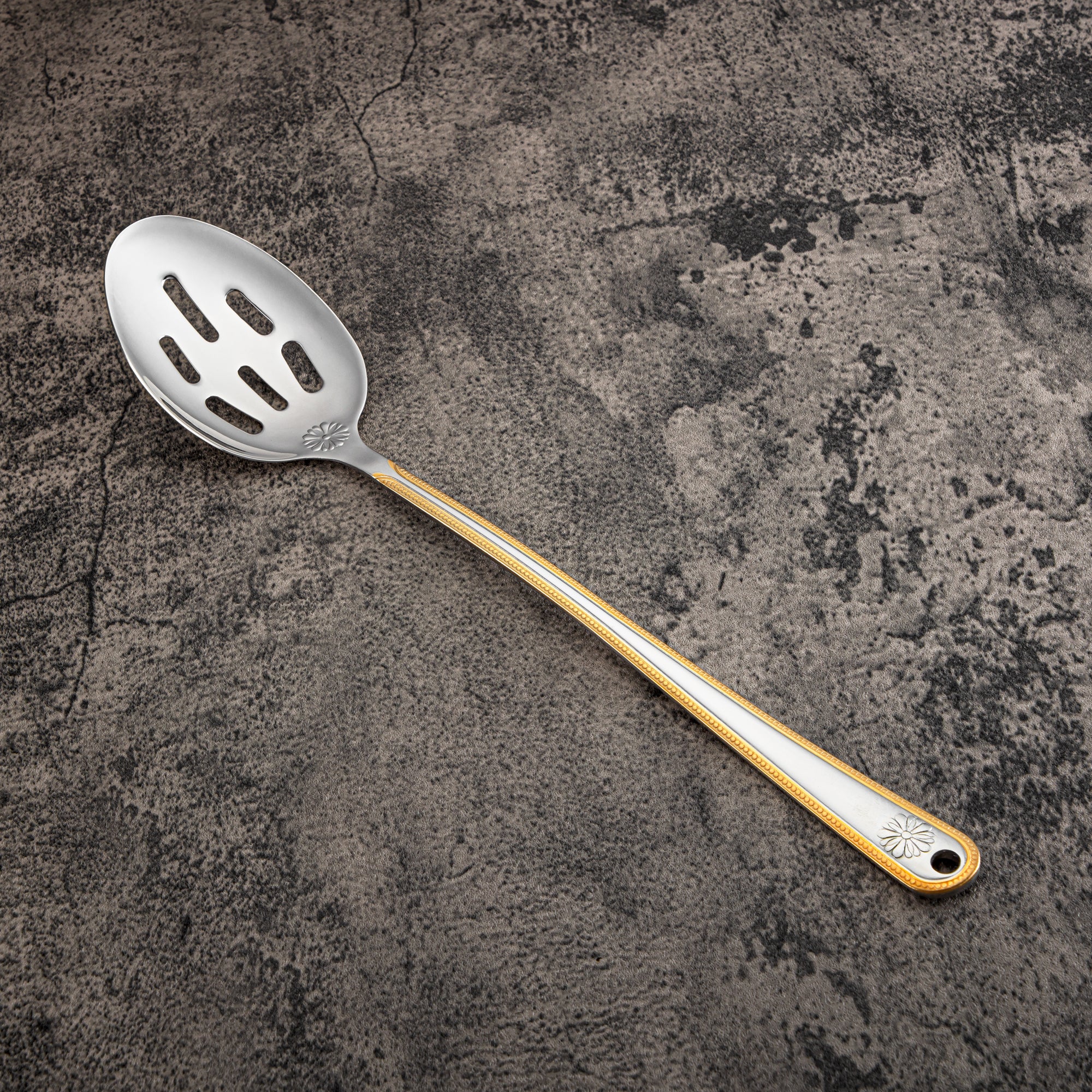 ملعقة مشقوقة المرجان، ستانلس ستيل، فضي وذهبي (CUT0010421) أدوات مائدة أنيقة