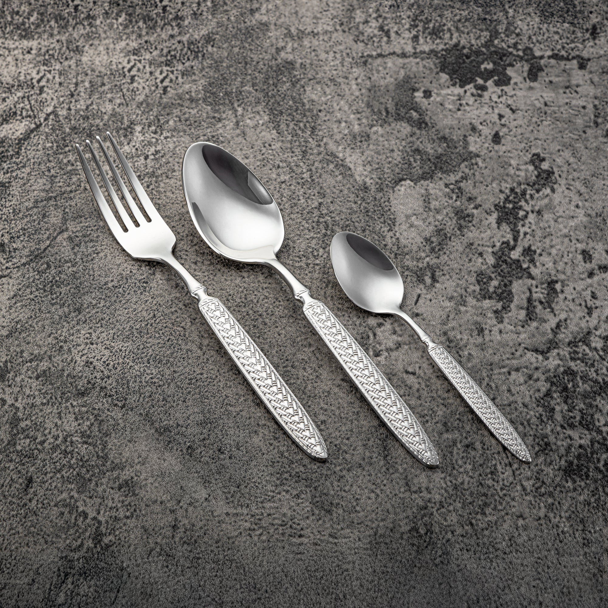 Almarjan Cutlery Set 32 Pieces, Stainless Steel, With Stand, Silver (CUT0010445) Elegant Cutlery Set