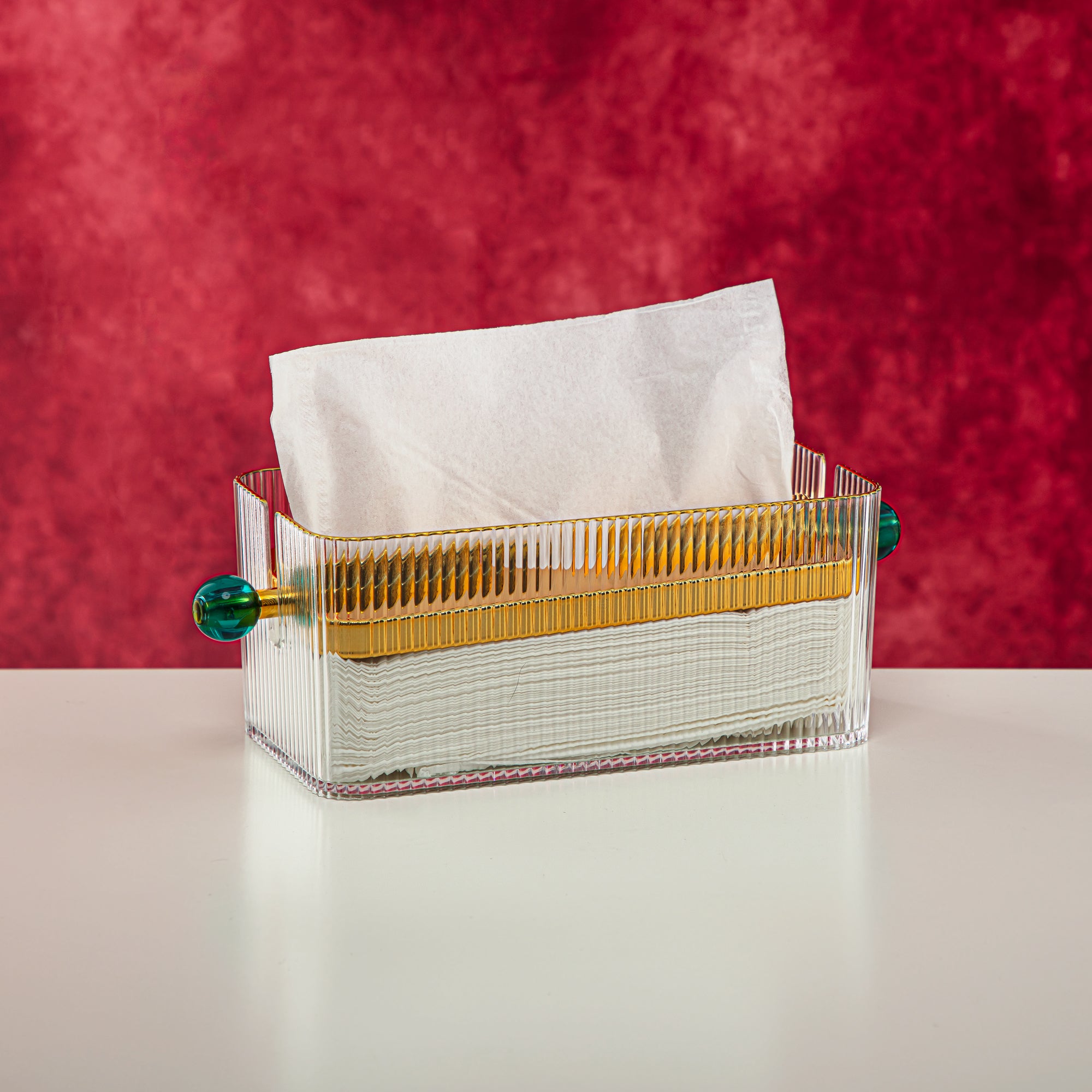 المرجان طقم سلة مهملات وصندوق مناديل أكريليك قطعتين - FB01/02 DG/G