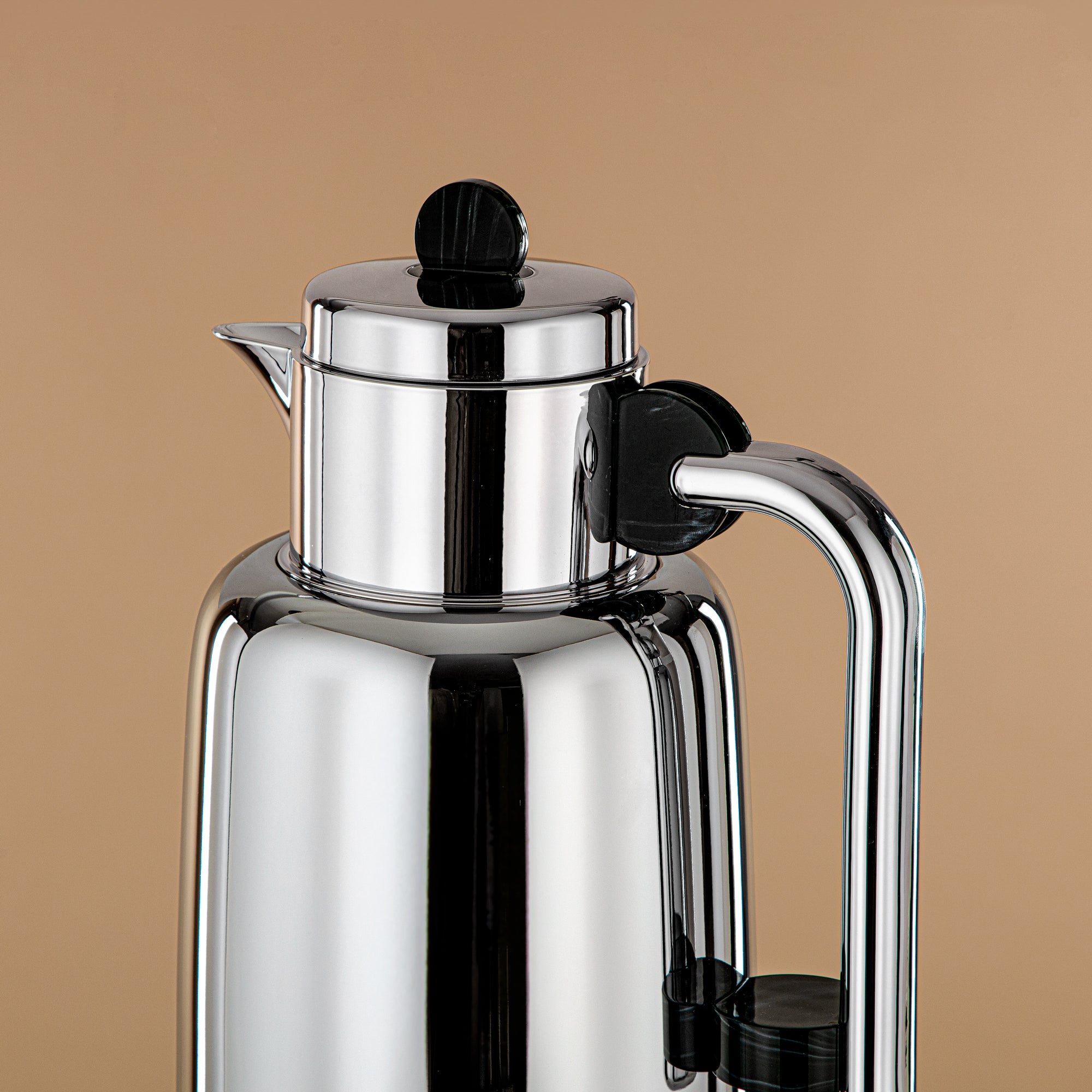 Almarjan Vacuum Flask Set - 0.7L + 1L, Silver & Black/Green Marble (FG808-070/100 GM/C) - For Serving Tea & Coffee