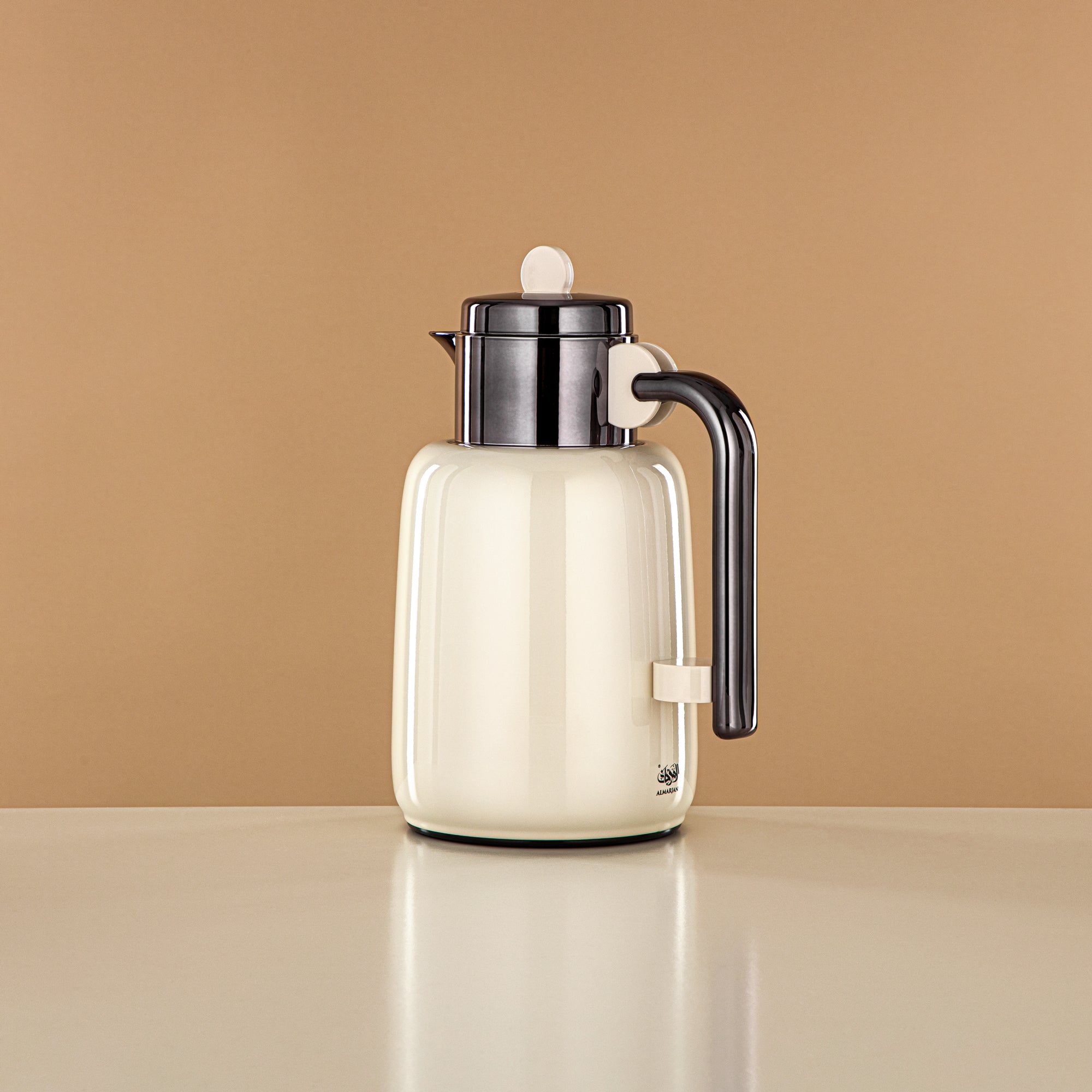 Almarjan Vacuum Flask Set - 0.7L + 1L, Ivory & Gun Black (FG808-070/100 IV/GBL) - For Serving Tea & Coffee