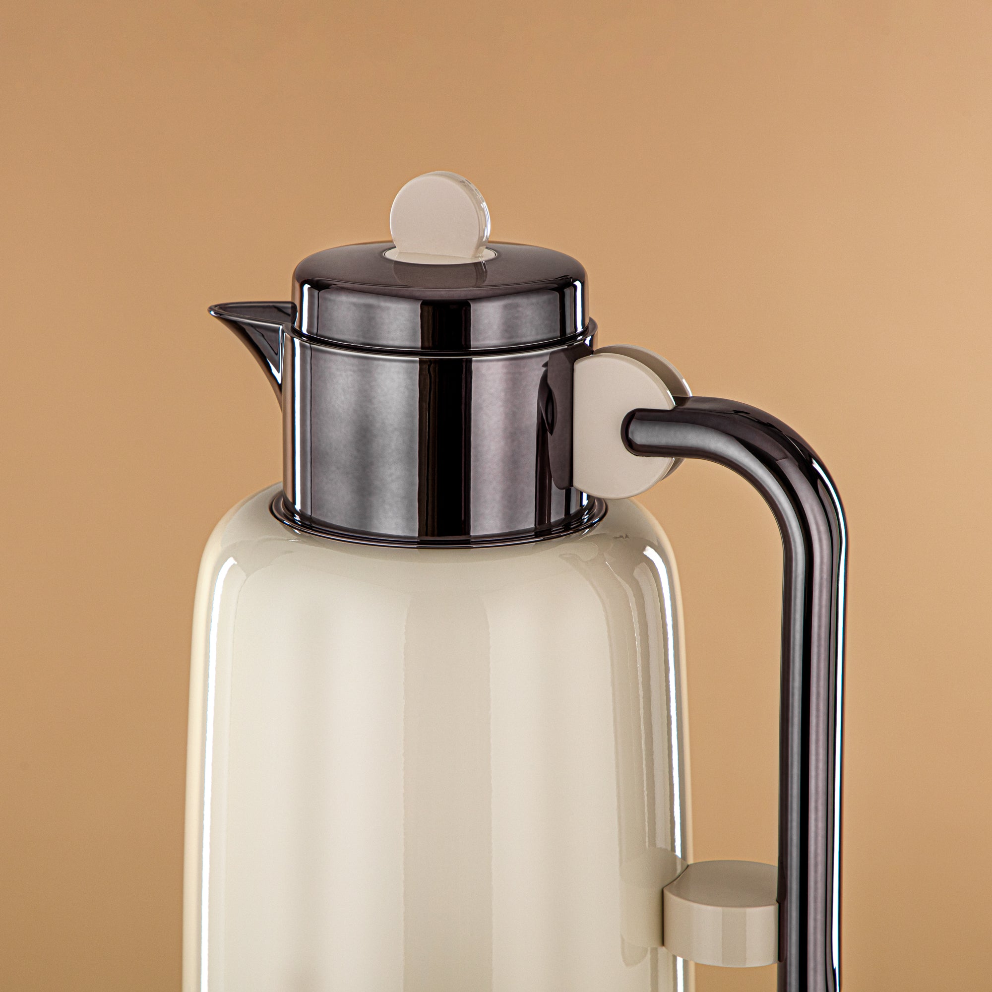 Almarjan Vacuum Flask Set - 0.7L + 1L, Ivory & Gun Black (FG808-070/100 IV/GBL) - For Serving Tea & Coffee