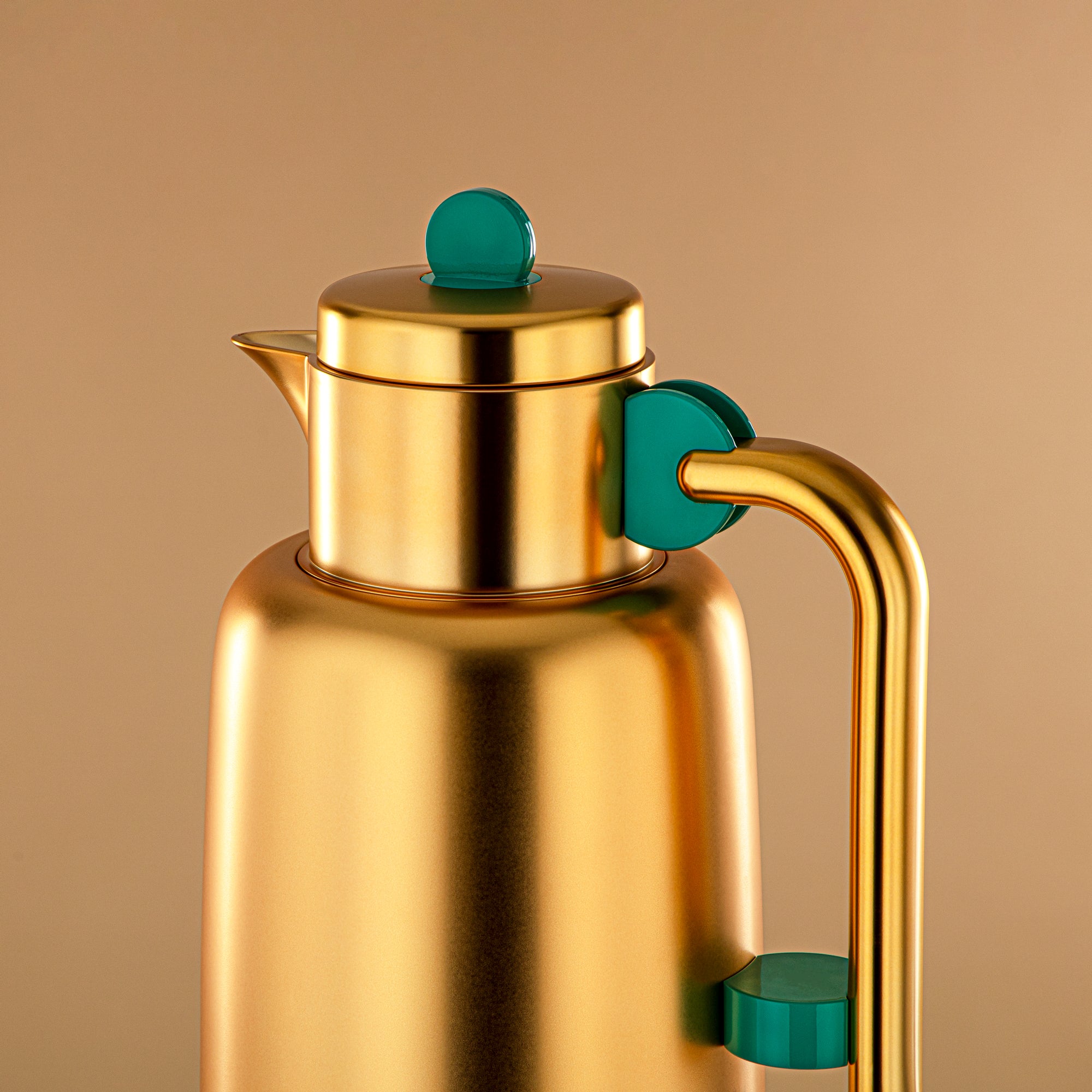 Almarjan Vacuum Flask Set - 0.7L + 1L, Matt Gold & Tiffany Green (FG808-070/100 TF/MG) - For Serving Tea & Coffee