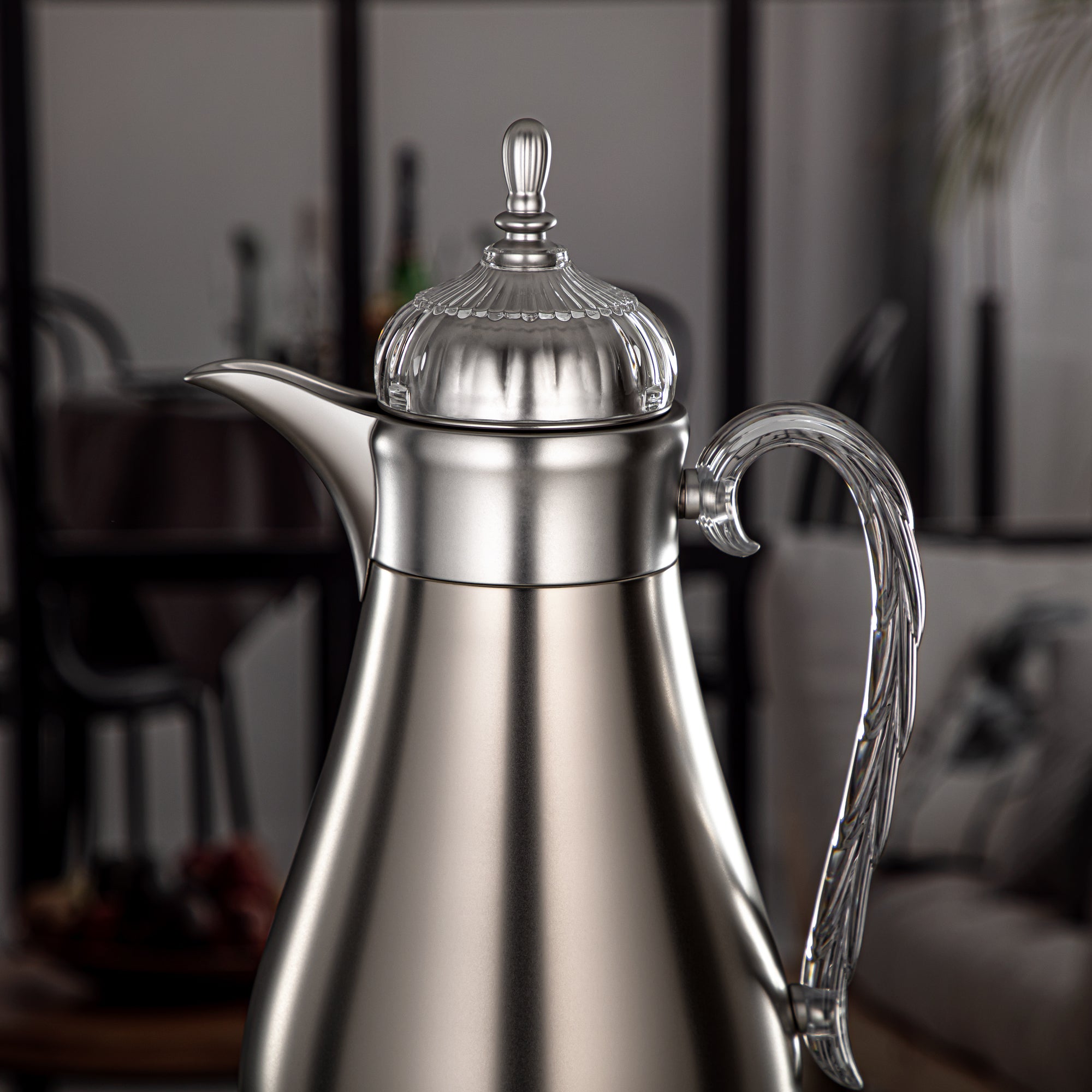 ألمرجان طقم ترامس، زر ضغط، 0.7 لتر + 1 لتر، فضي غير لامع وشفاف (FG810-070/100 MC/TR) - مجموعات ترمس أنيقة