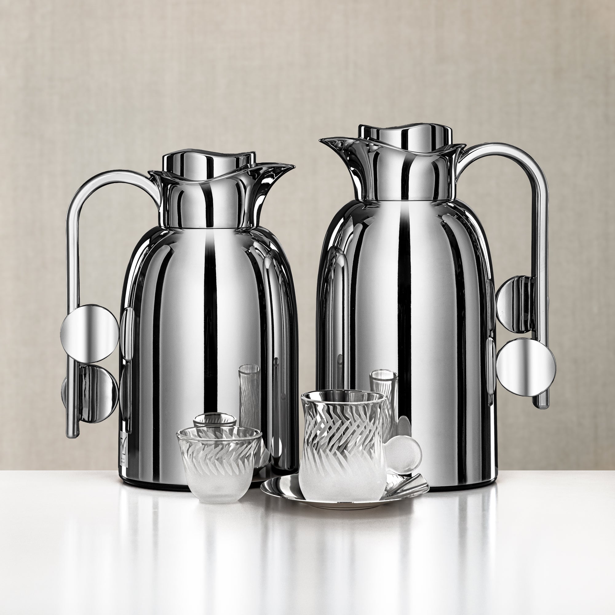 Almarjan Vacuum Flask & Tea Set 20 Pieces Silver