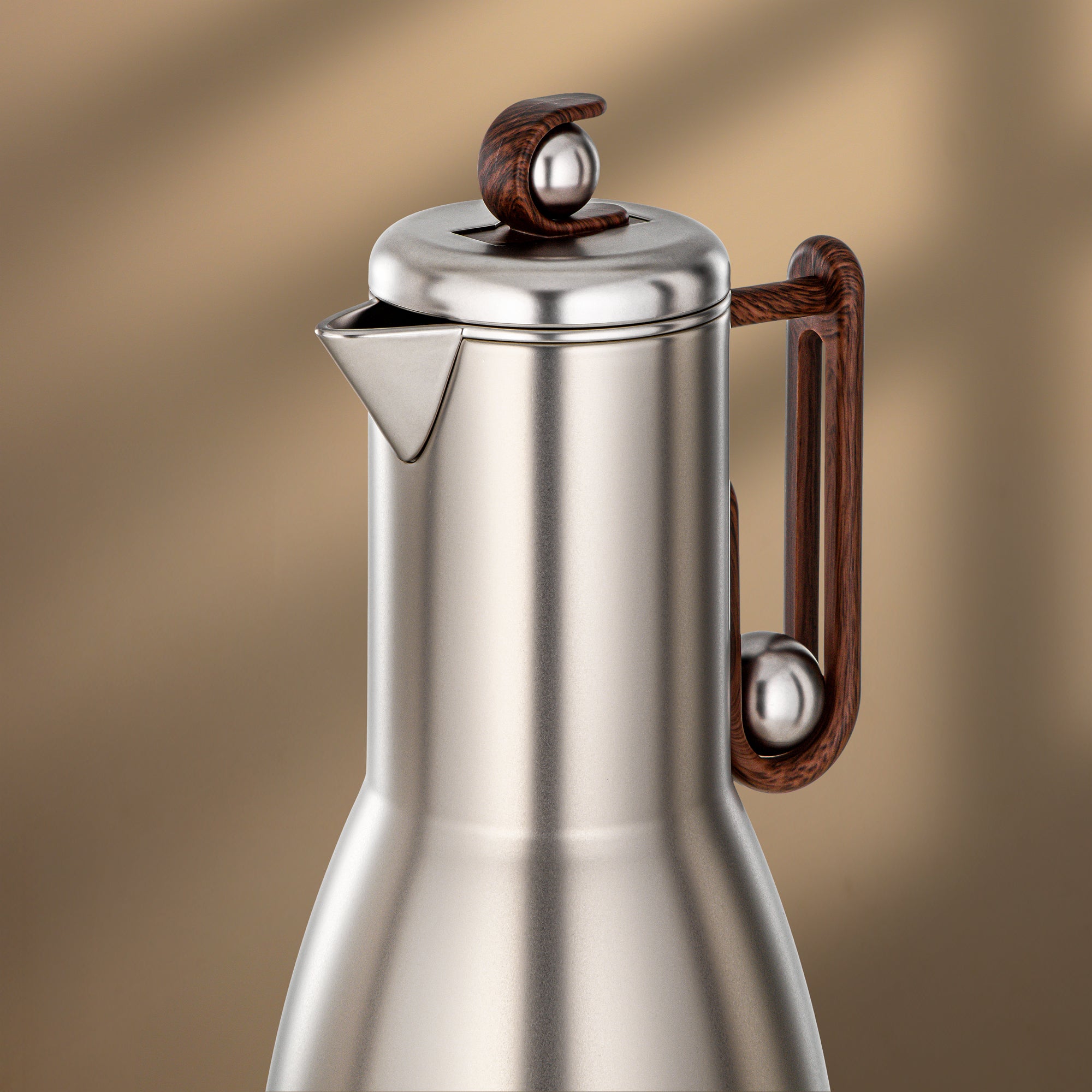 Almarjan 2-Piece Vacuum Flask Set – Matt Nickel & Dark Wood