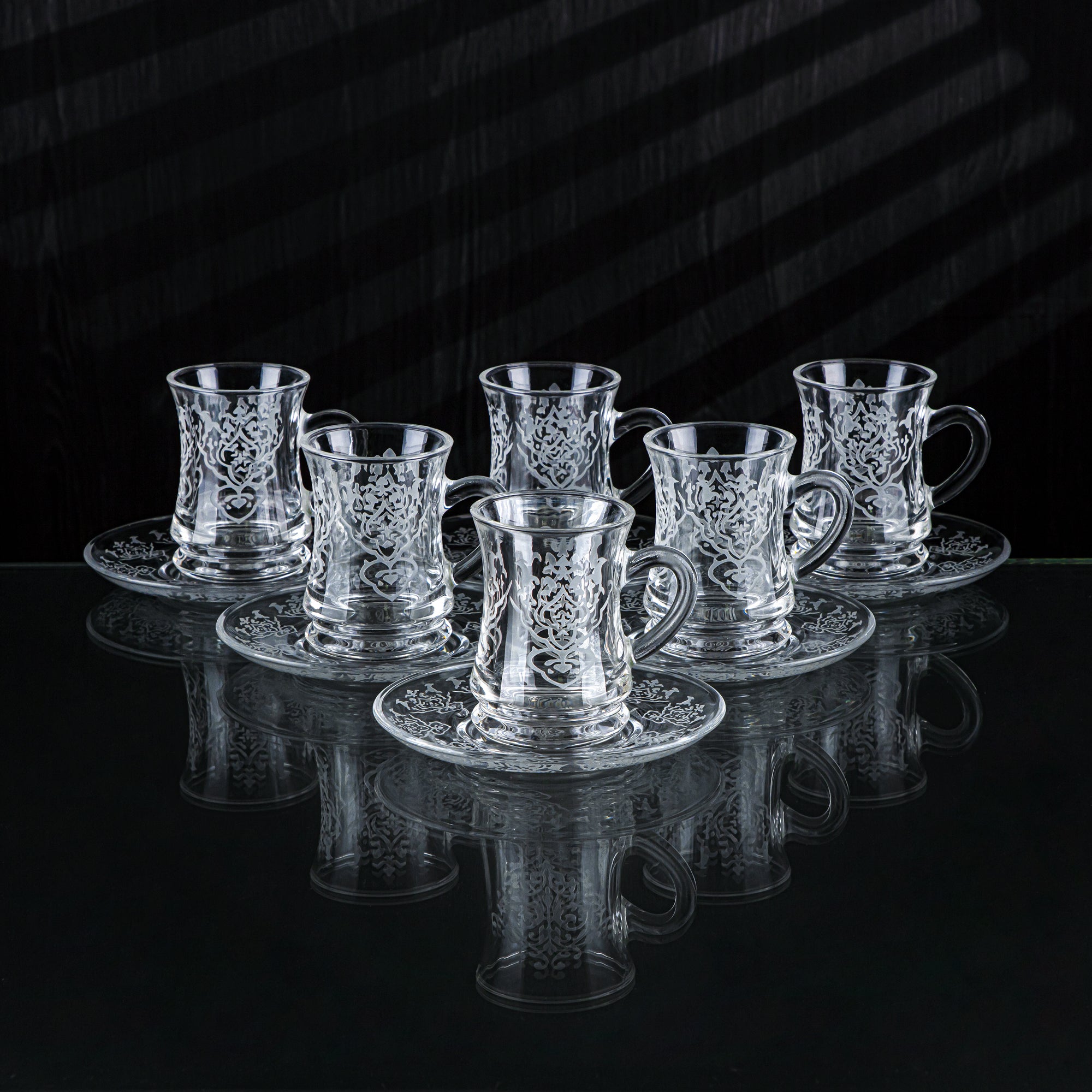 Almarjan 18 Pieces Dome Collection Glass Tea & Coffee Set - GLS2630012