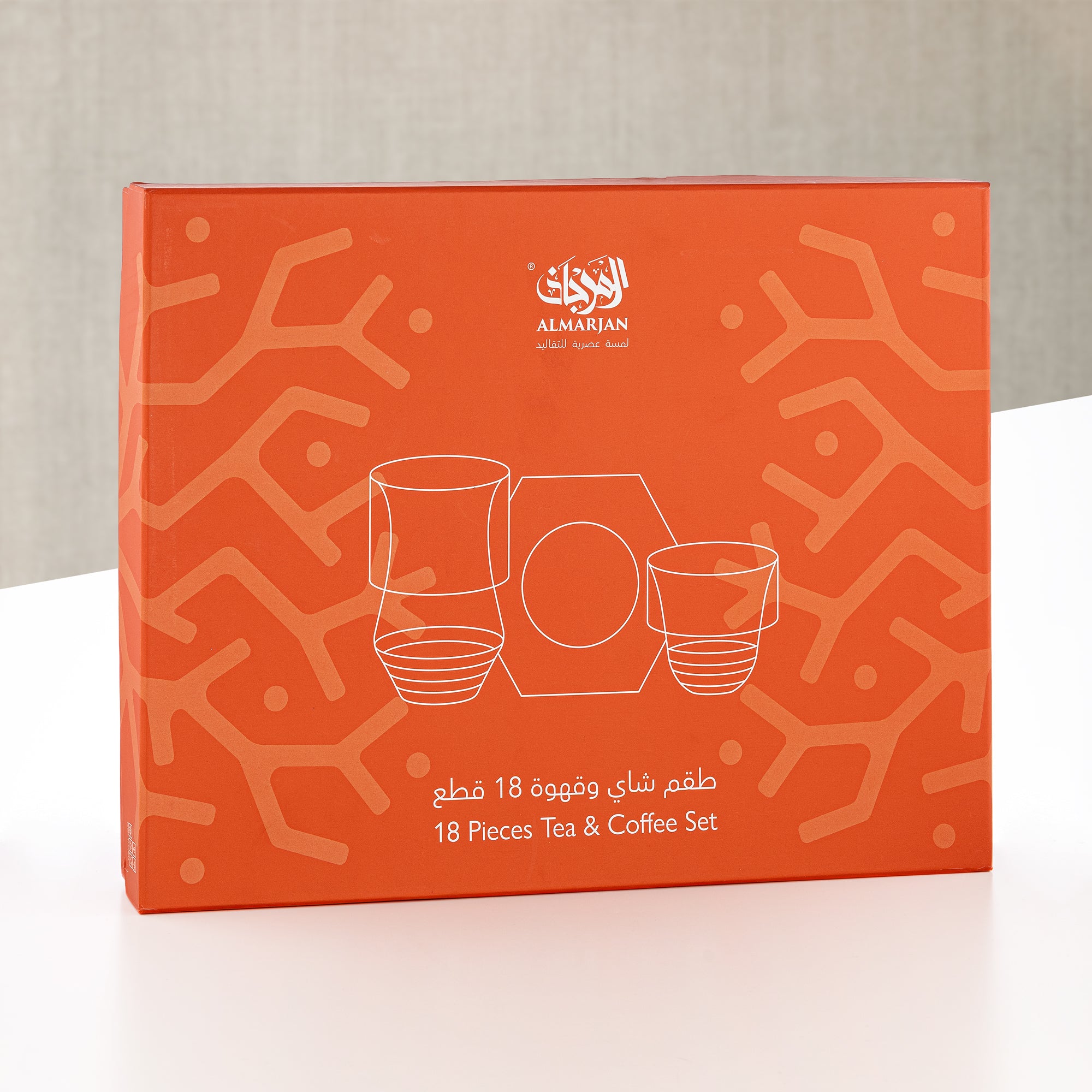 طقم أكواب الشاي والقهوة المرجان، ١٨ قطعة، شفاف