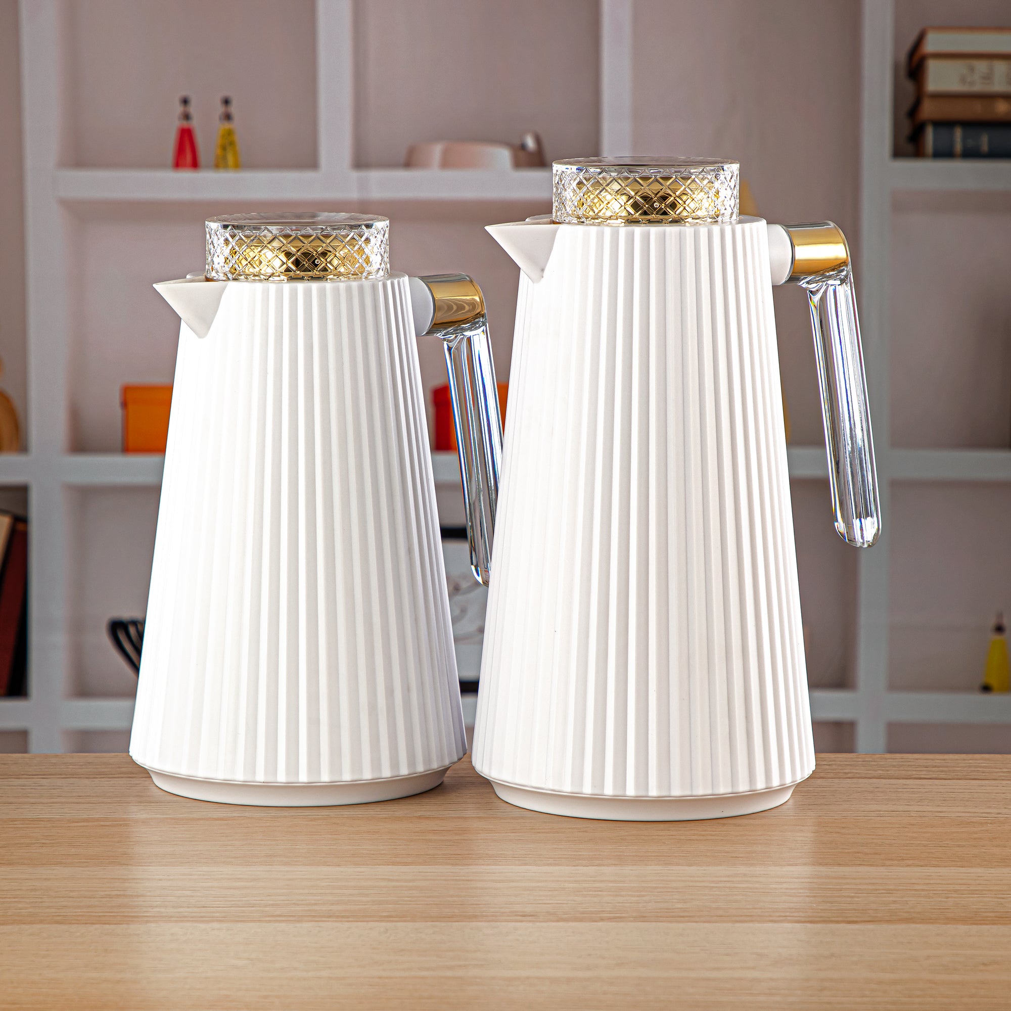 Almarjan 2 Pieces Vacuum Flask Set White - GT106-100/130 W/G/TR