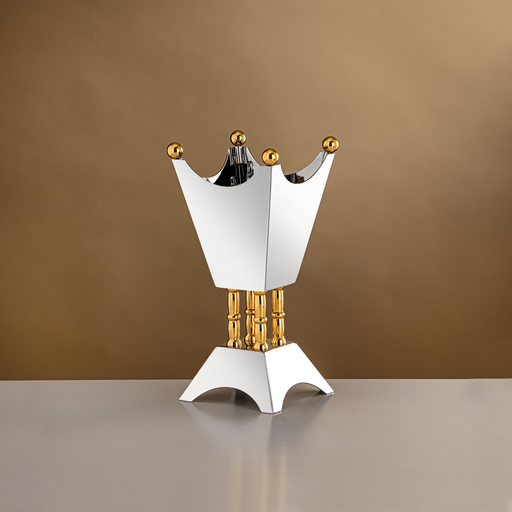 Almarjan 22 CM Incense Burner Shiny Silver & Gold - HT2506050