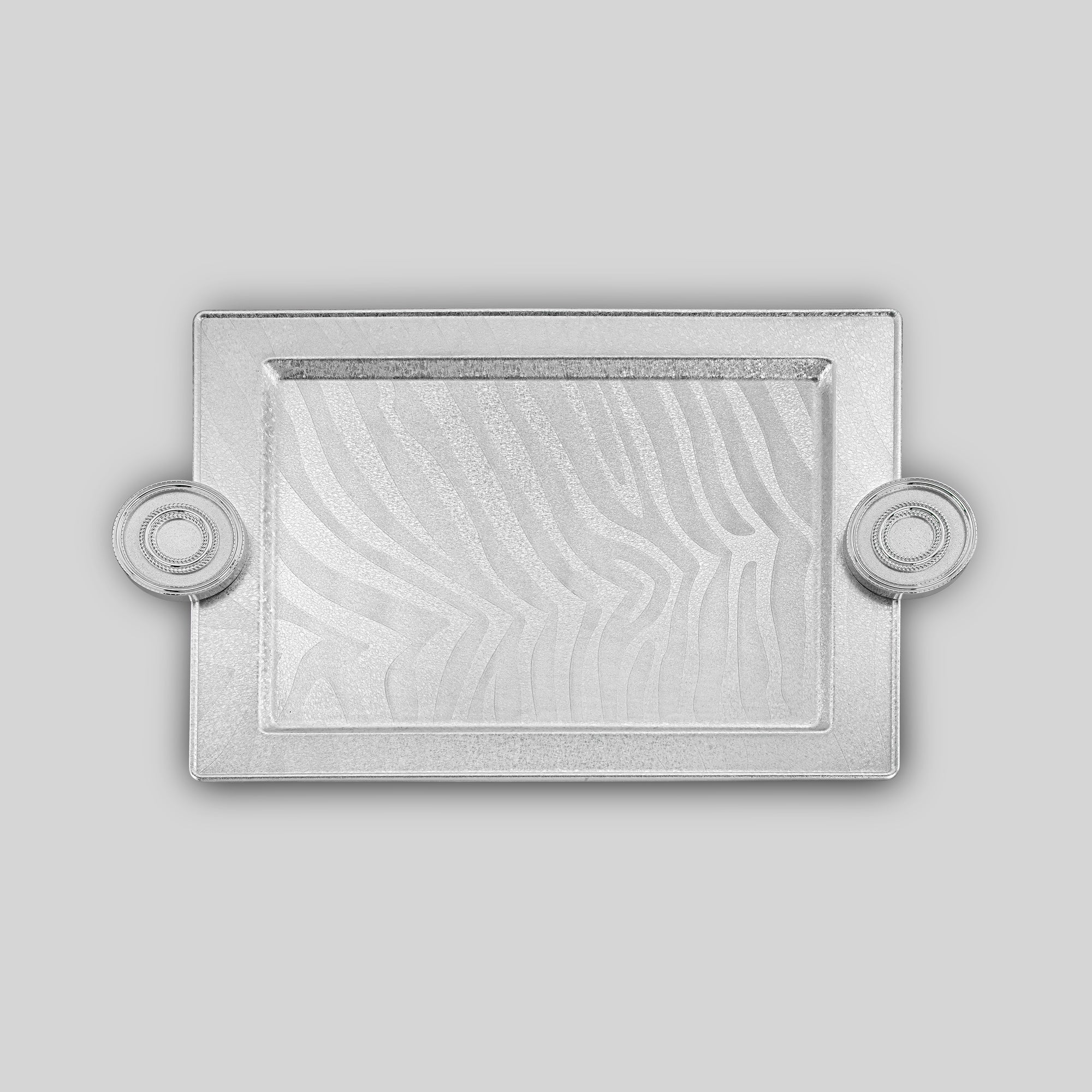 طقم صواني تقديم المرجان فضي بتصميم متشقق (3 قطع)