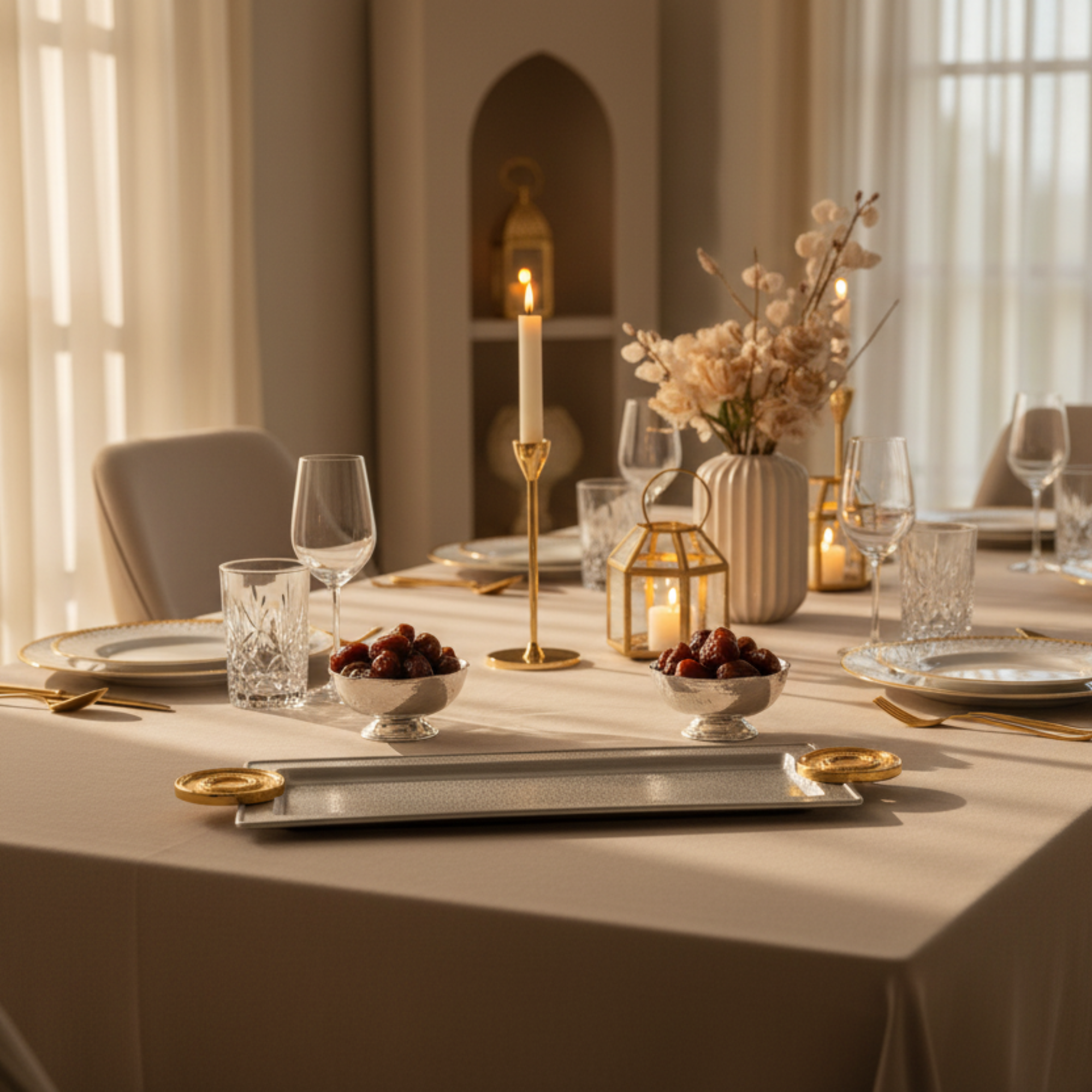 صينية تقديم المرجان 56 سم فضي وذهبي بتصميم متشقق