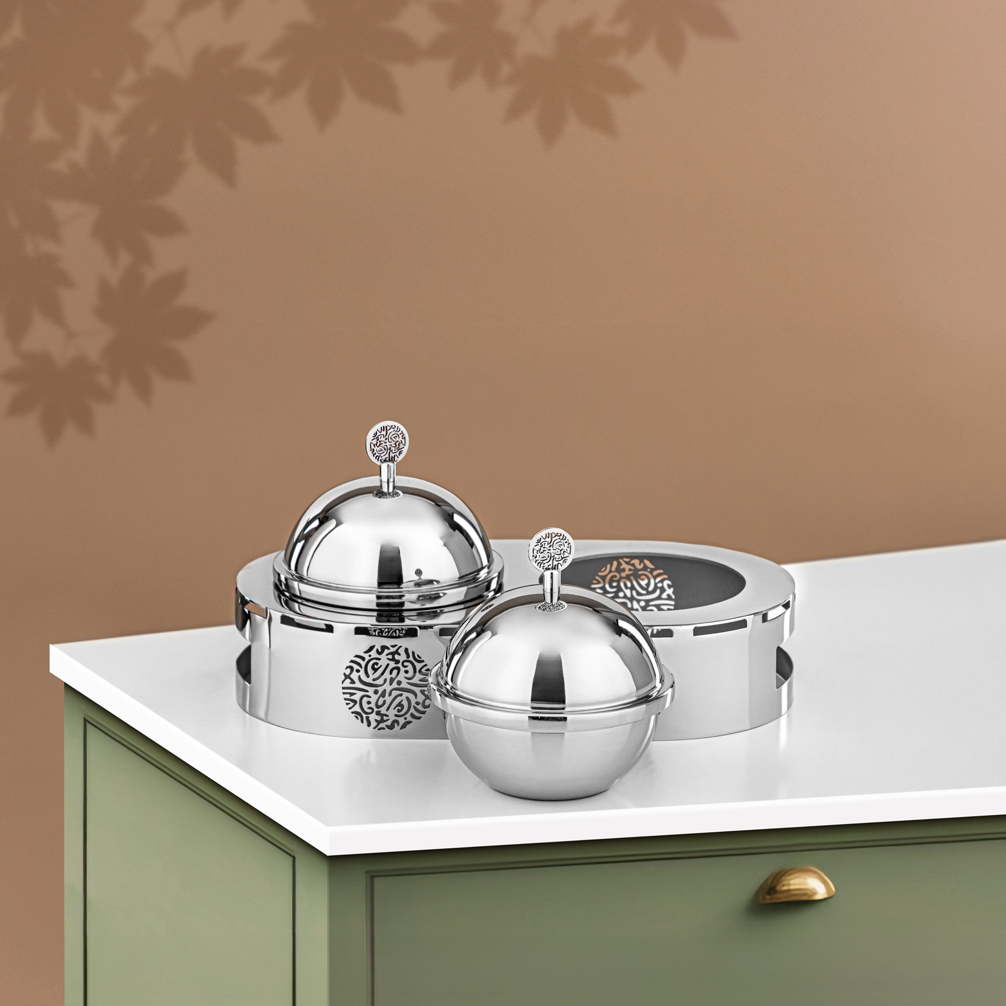 طقم حلوى ألمرجان 2 جزء ستانلس ستيل فضي (MD-3020) - أدوات تقديم أنيقة