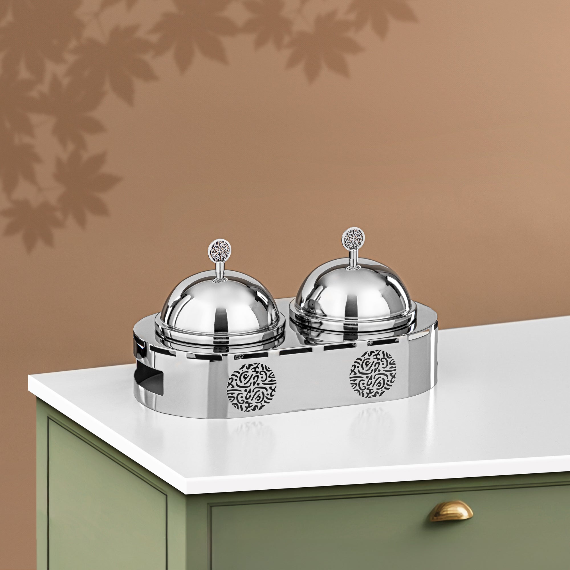 طقم حلوى ألمرجان 2 جزء ستانلس ستيل فضي (MD-3020) - أدوات تقديم أنيقة