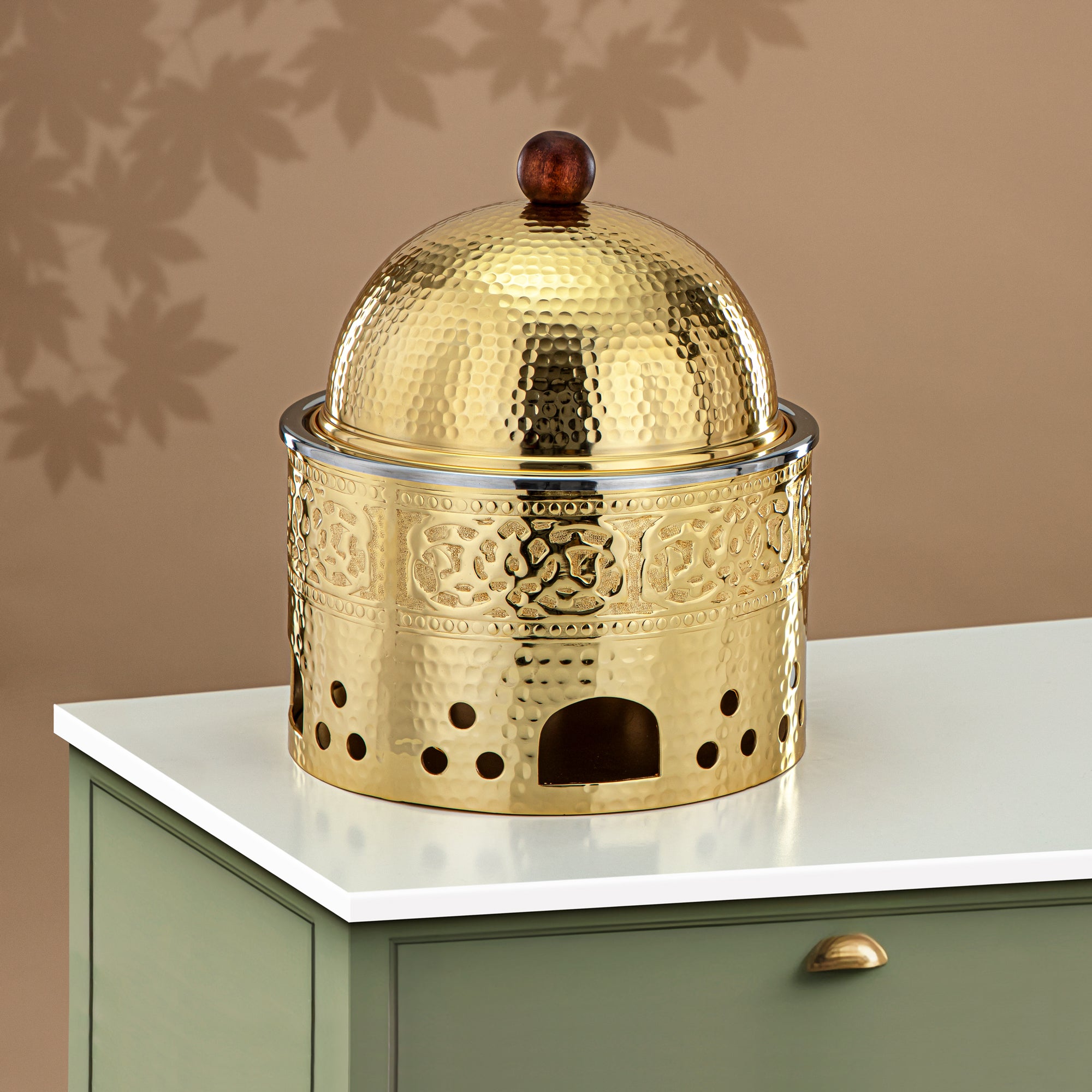 طبق شافينج ألمرجان ستانلس ستيل، 25 سم (2 لتر)، ذهبي (MD-3042 B) - أدوات تقديم أنيقة