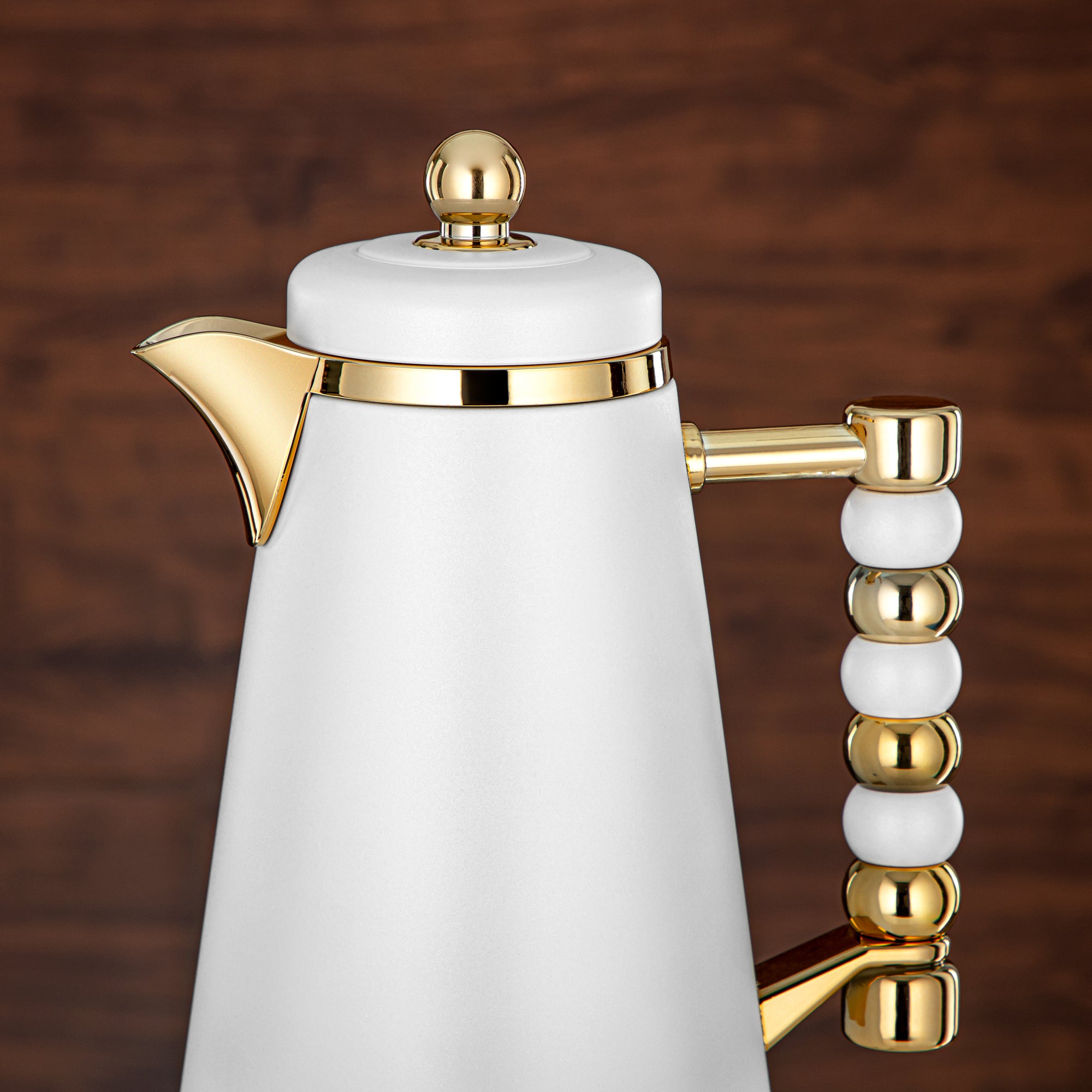 ألمرجان طقم ترامس زر ضغط 1 لتر + 1 لتر أبيض وذهبي (SJ42-IG) - زجاجة شاي وقهوة