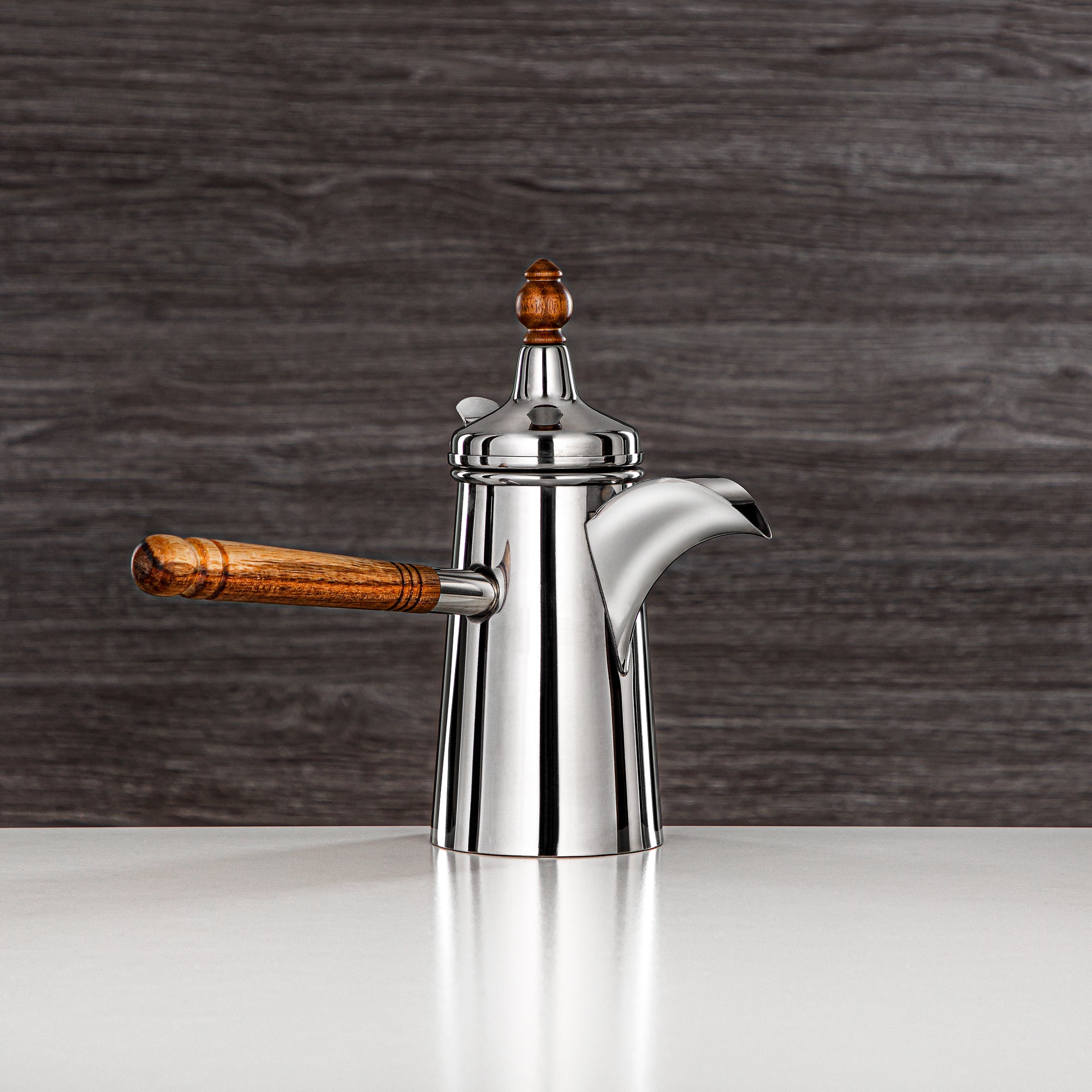 مدفئة قهوة المرجان ستانلس ستيل 18oz – براري (مقبض خشبي)