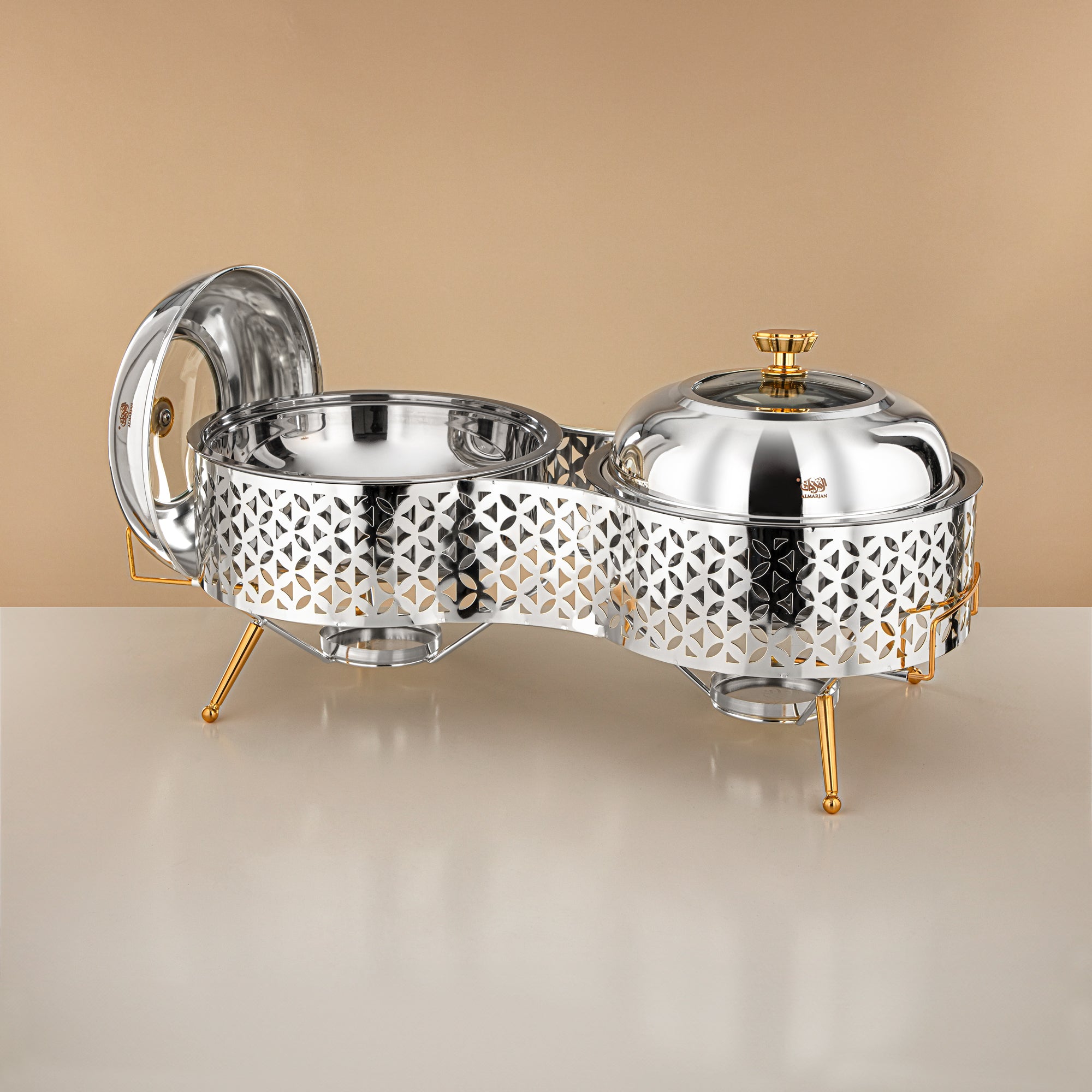 طبق شافينغ مزدوج المارجان، فضي وذهبي، 2000 مل + 2000 مل (STS0013316) بوفيهات رمضان والعيد