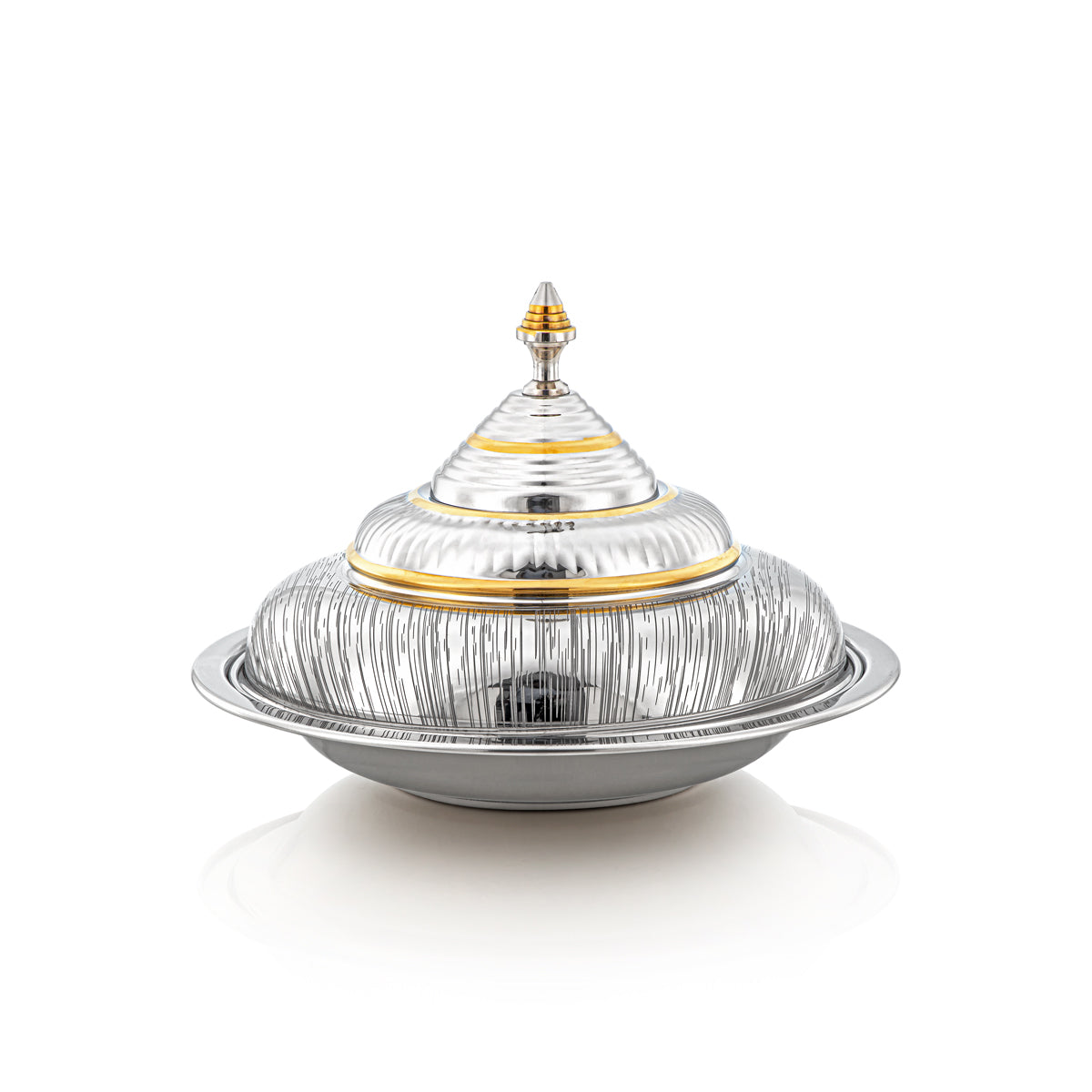 صينية المرجان للغوزي 30 سم ستانلس ستيل من تشكيلة تهاني فضي وذهبي - H23EPG24