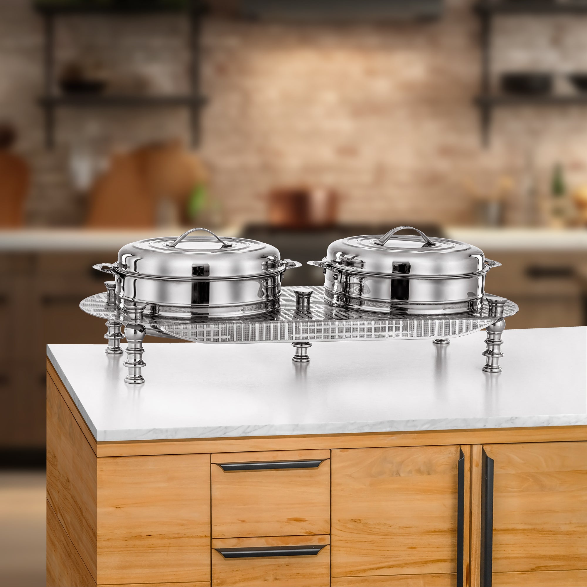 المرجان حرارات ستانلس ستيل، مزدوج، 2500 مل + 2500 مل، فضي، (H25D1) - مجموعة حسناء