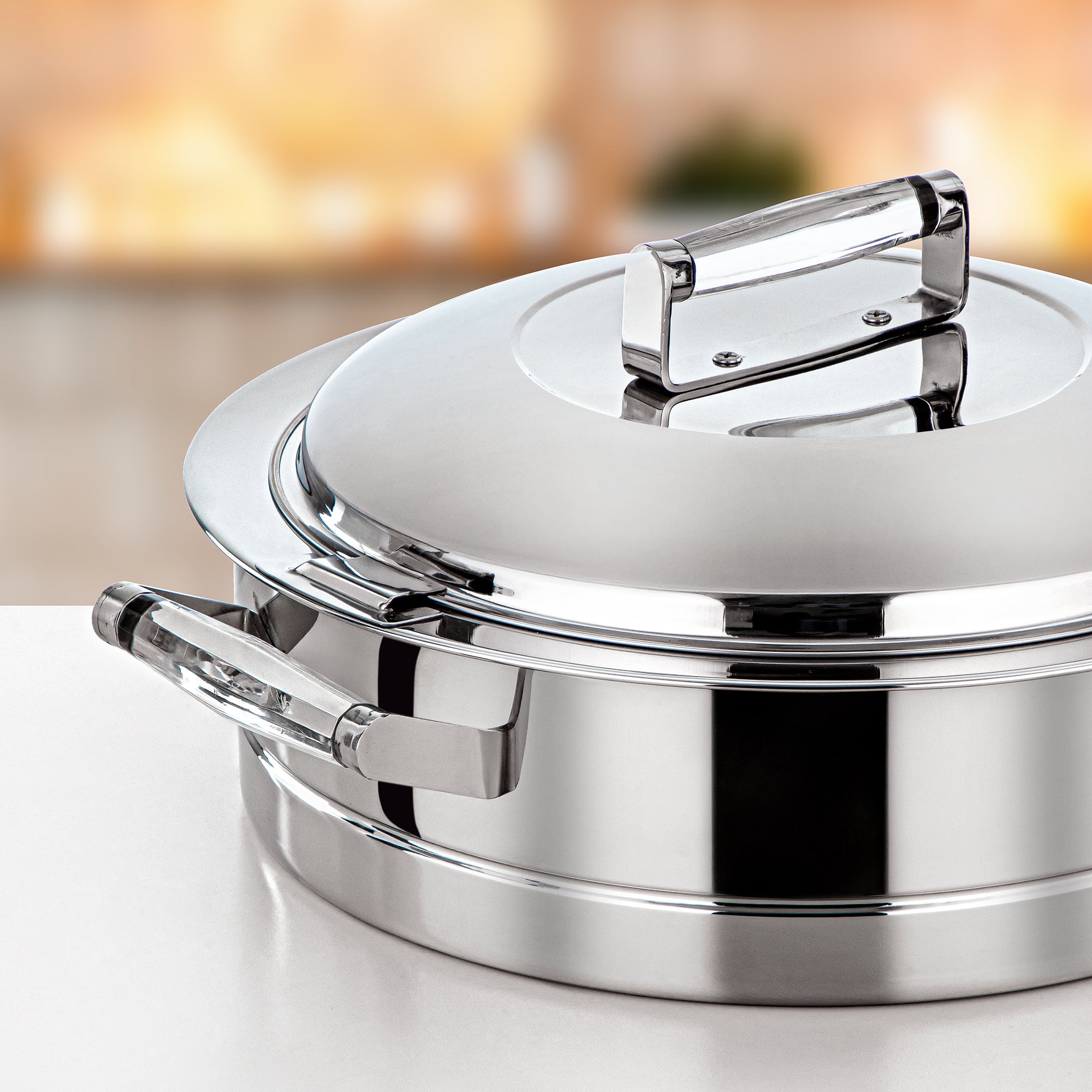 Almarjan Hot Pot Set Stainless Steel 25cm + 30cm + 35cm (H25P7) – Areej Collection | Elegant Serving for Ramadan & Gatherings