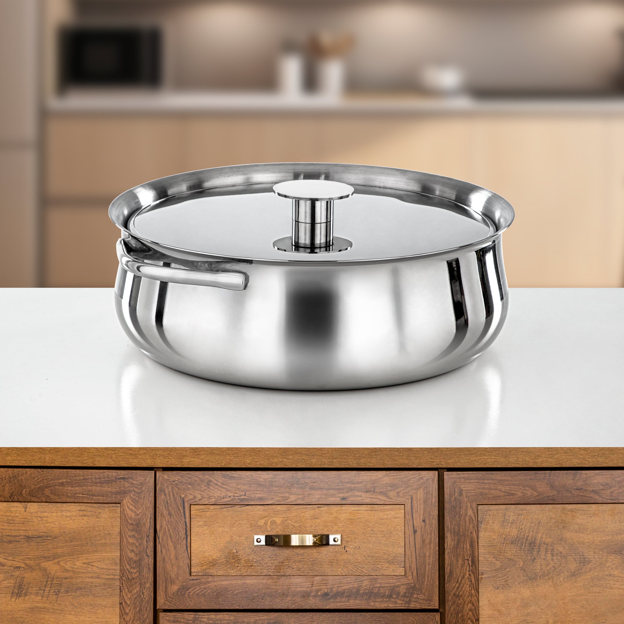 Almarjan Hot Pot Set Stainless Steel 25cm + 30cm + 35cm Silver (H25P15)