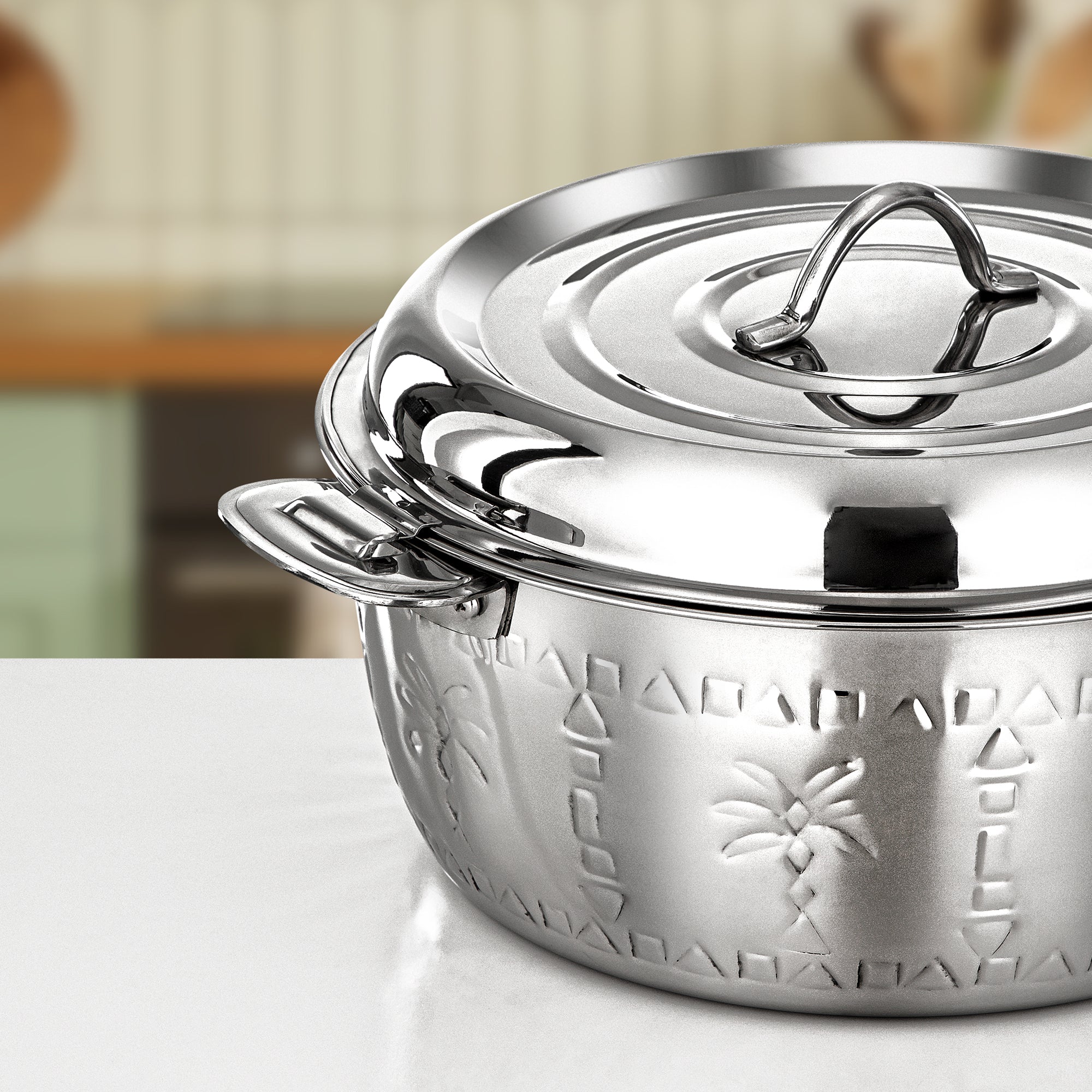 Almarjan Hot Pot Set 4 Pieces Silver – Mudon Collection