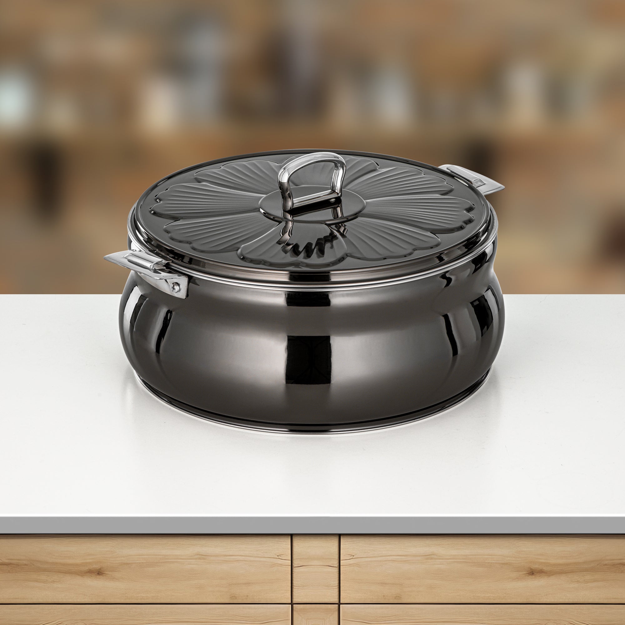 طقم حرارات المرجان زينة، ٣ قطع، أسود معدني وفضي