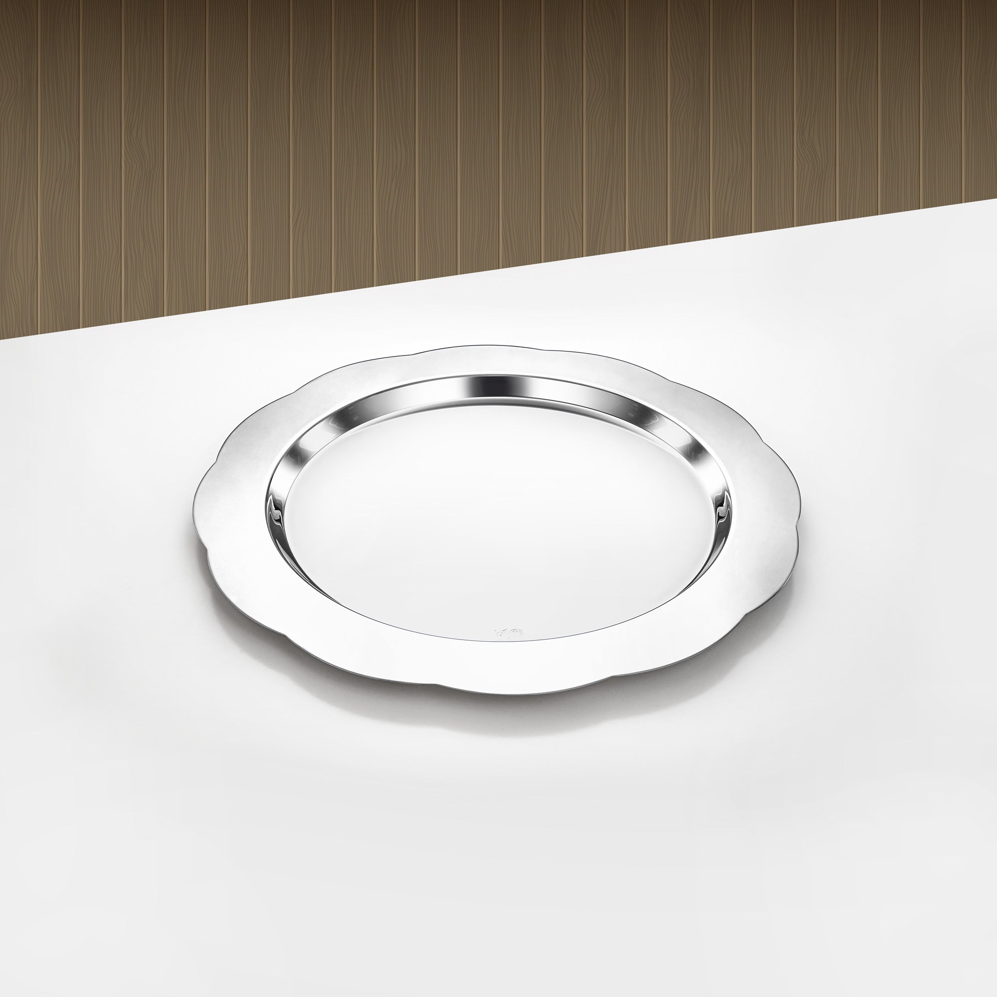 Almarjan Joni Round Serving Tray 43cm Silver