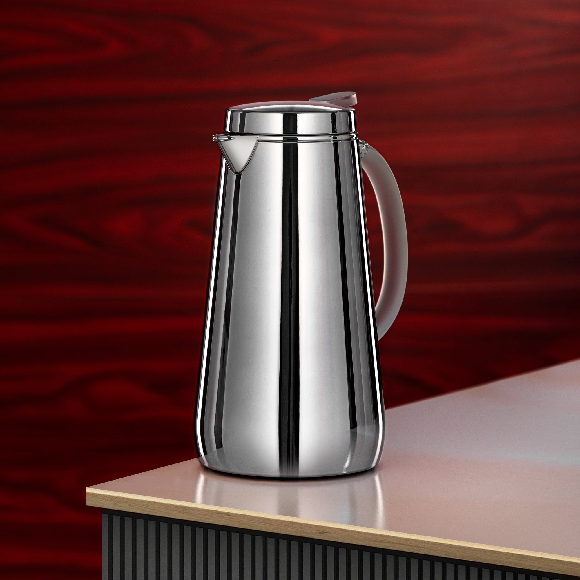 Almarjan Vacuum Flask Metal 1 Liter Silver with Frost Handle (VOP-1000 CY15) – Elegant Serving | Ramadan & Gatherings