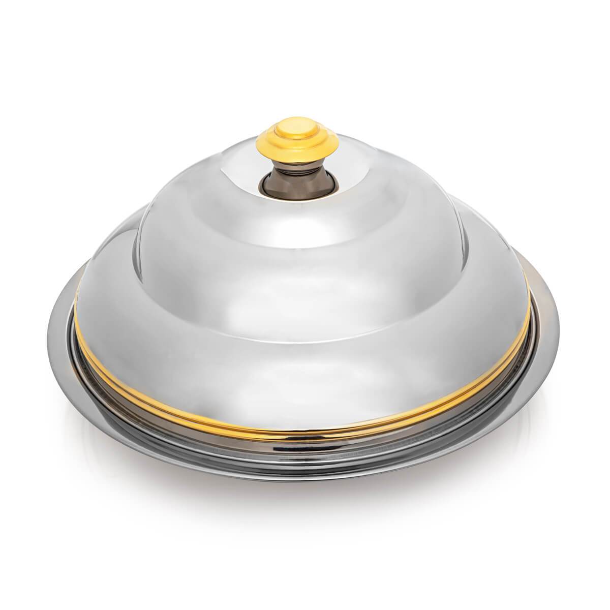 Almarjan 45 CM Orchid Collection Stainless Steel Koozy Tray Silver & Gold - H21PG1