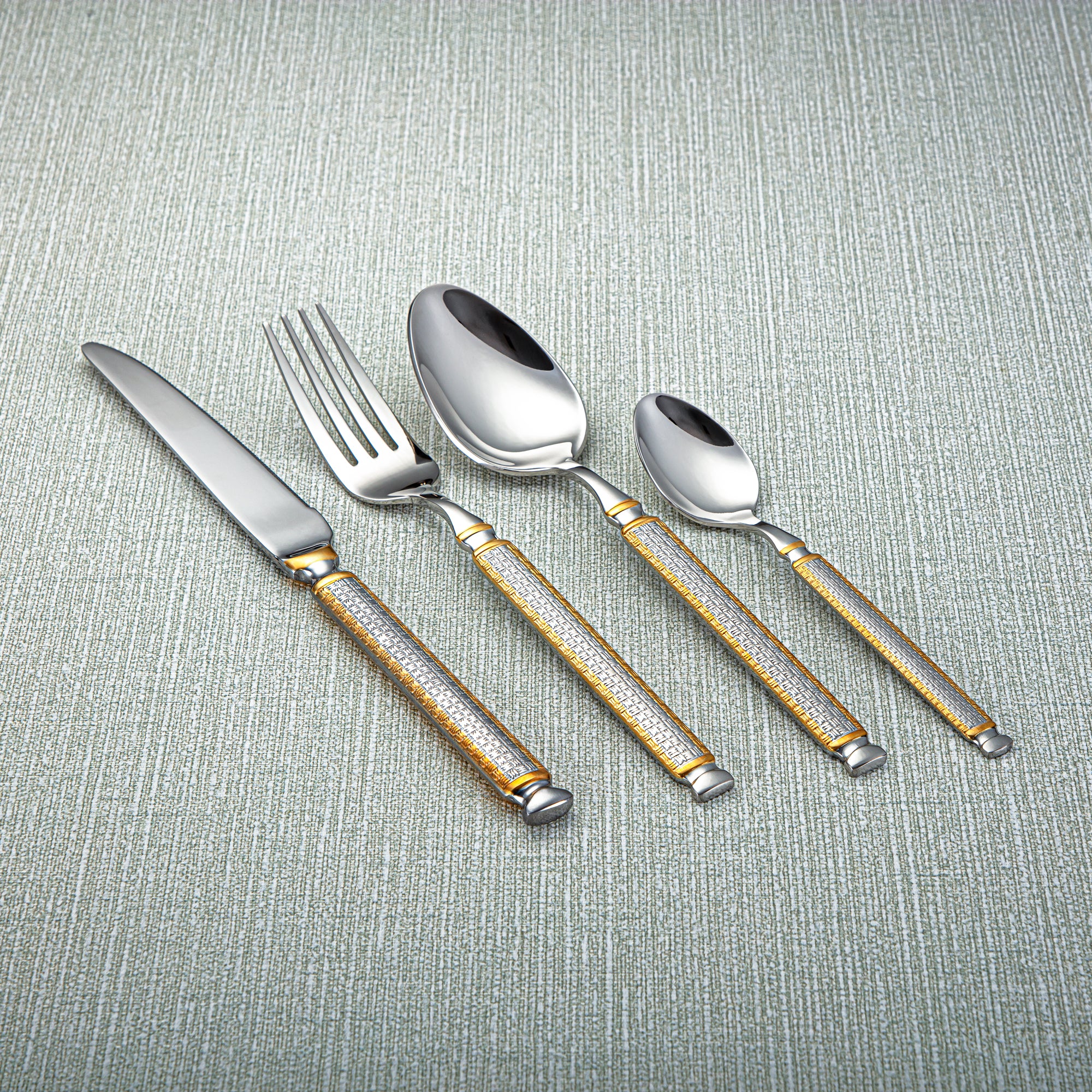 Almarjan Stainless Steel 24 Pieces Cutlery Set Silver & Gold - CUT0010257