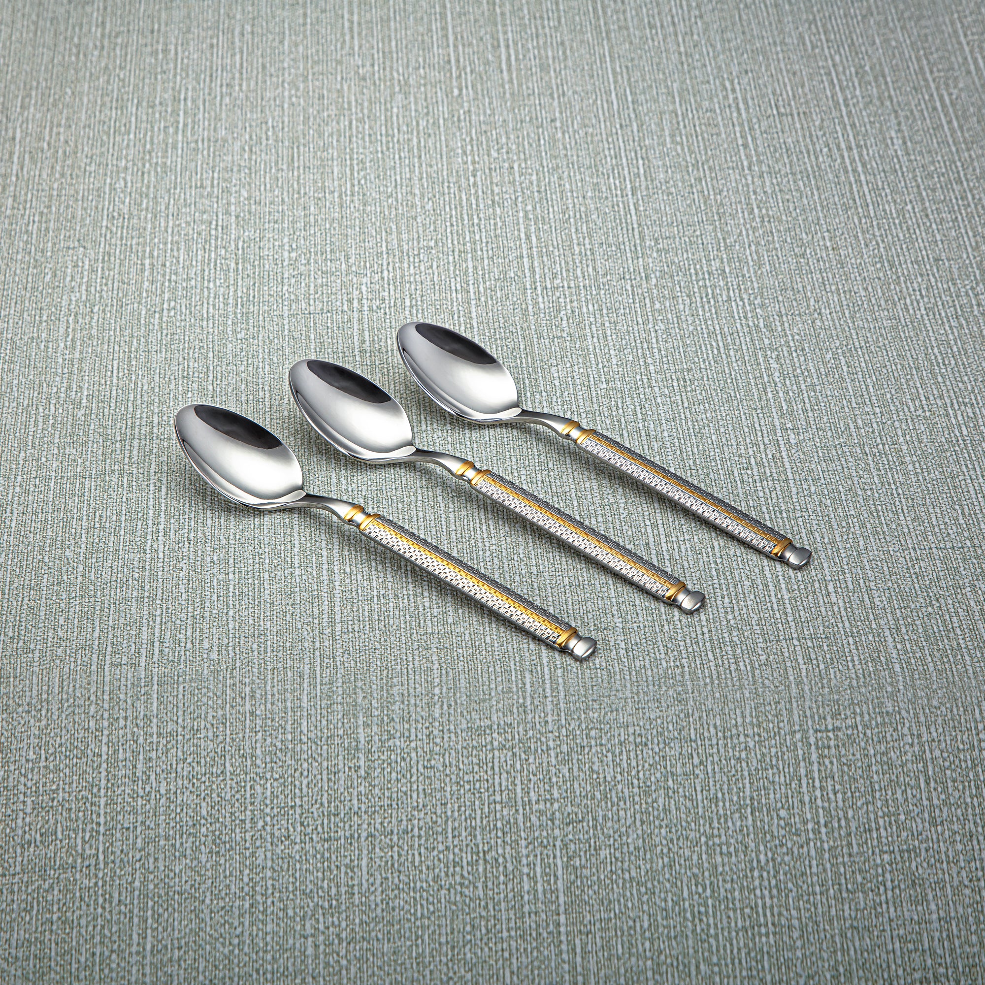 Almarjan Stainless Steel 3 Pieces Tea Spoon Set Silver & Gold - CUT0010275