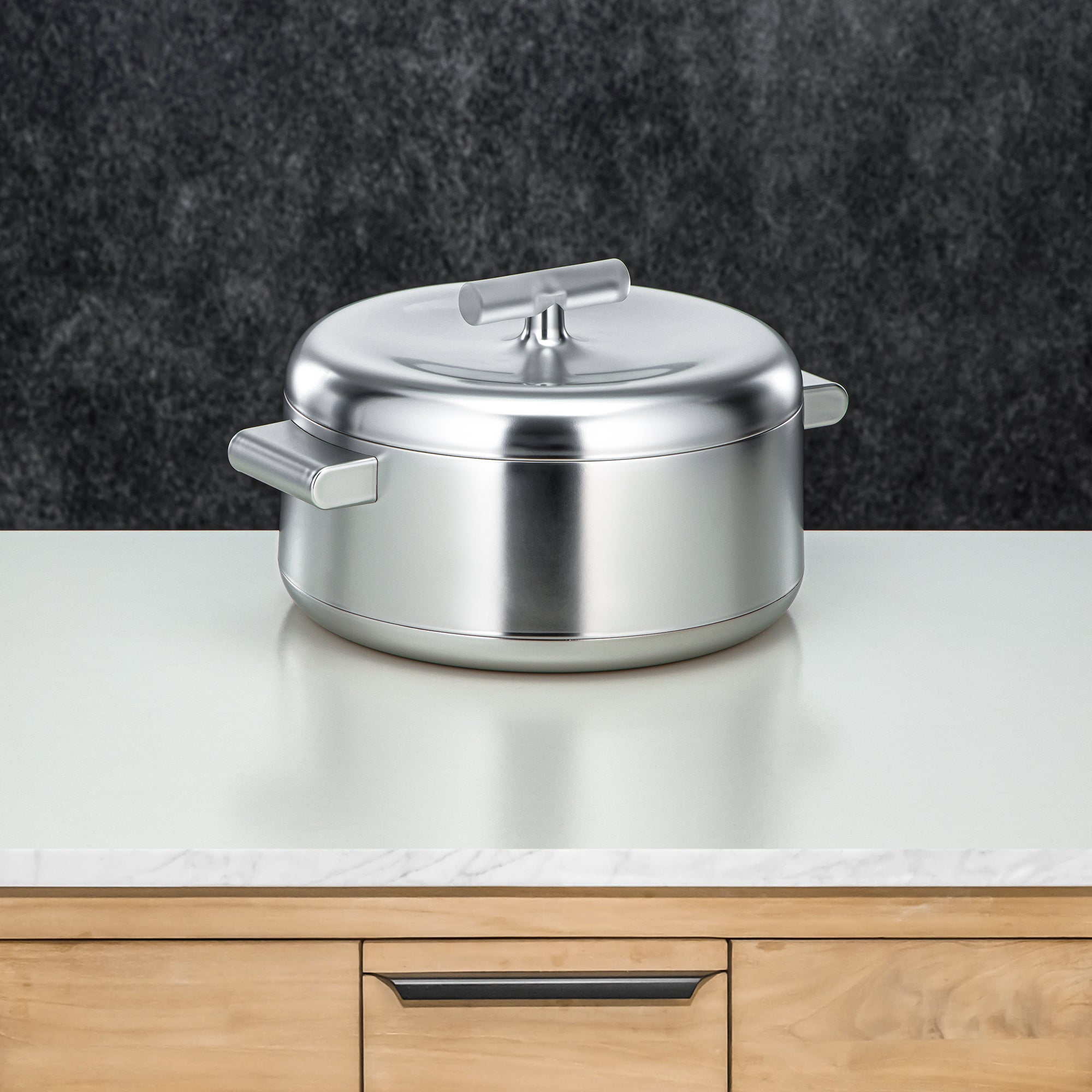 Almarjan Hot Pot Set ABS 1L, 2.5L, 3L Matt silver & frost (EL-100/250/300 MC/FA)