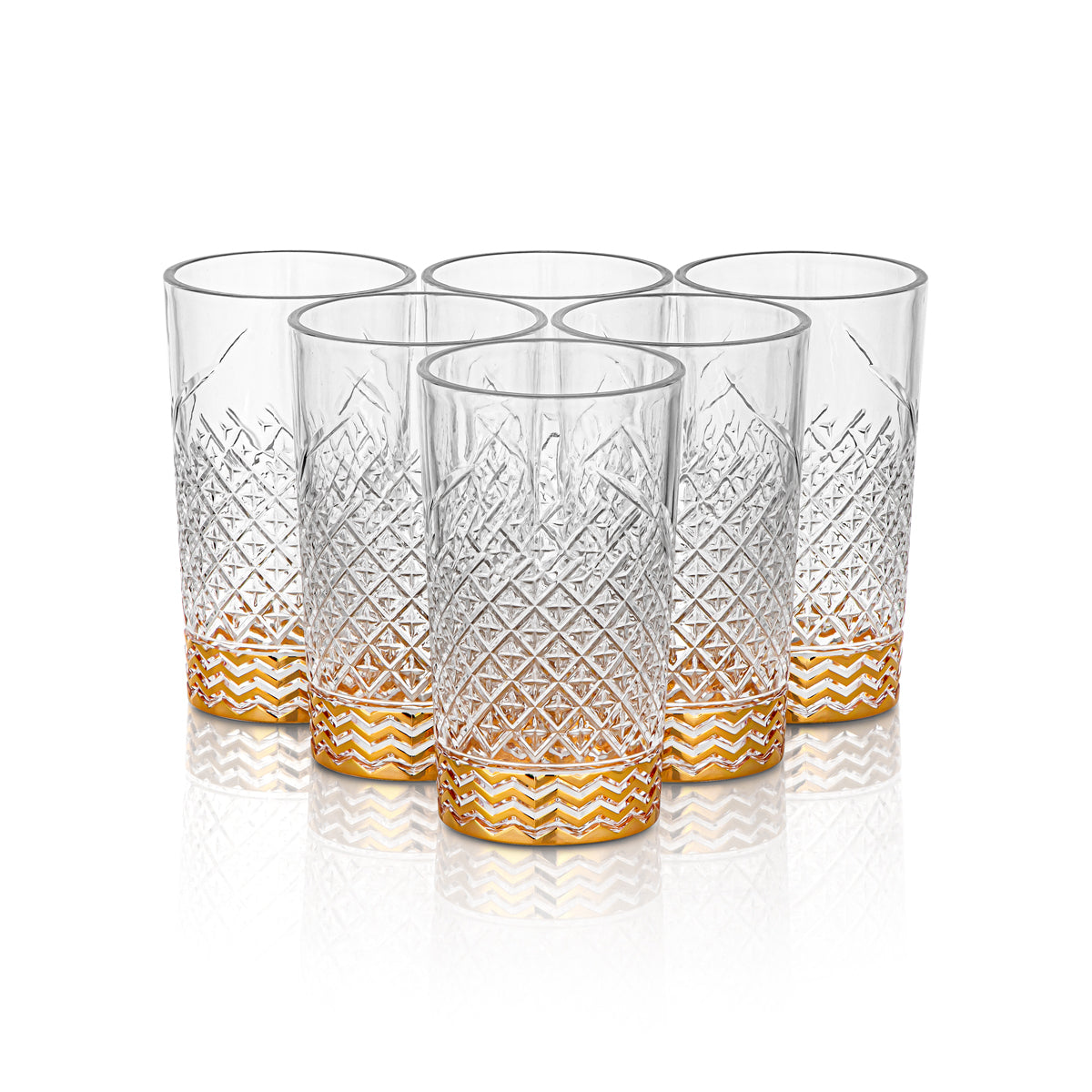 Forever Gold 6 Pieces Acrylic Water Cup Set Clear & Gold - FB-B TRN/G