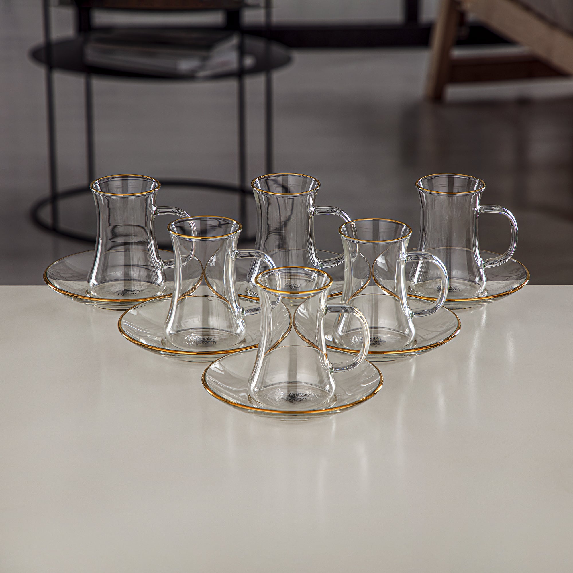 Almarjan Vacuum Flask Set 21 Pieces, Push Button, 0.7L + 1L, Silver, Gold & Transparent (FG810-21 C/G) - Elegant Vacuum Flask Sets