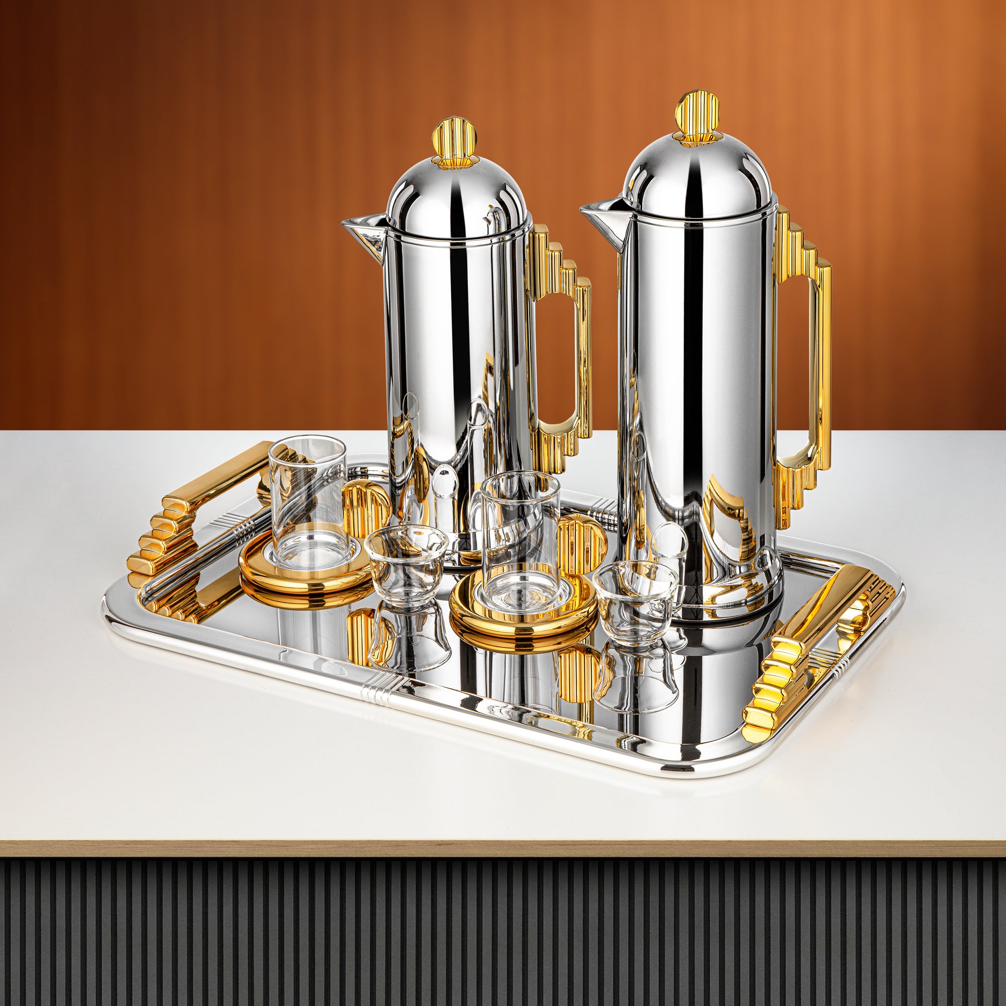 Almarjan Tea & Coffee Set 21 Pieces Silver & Gold