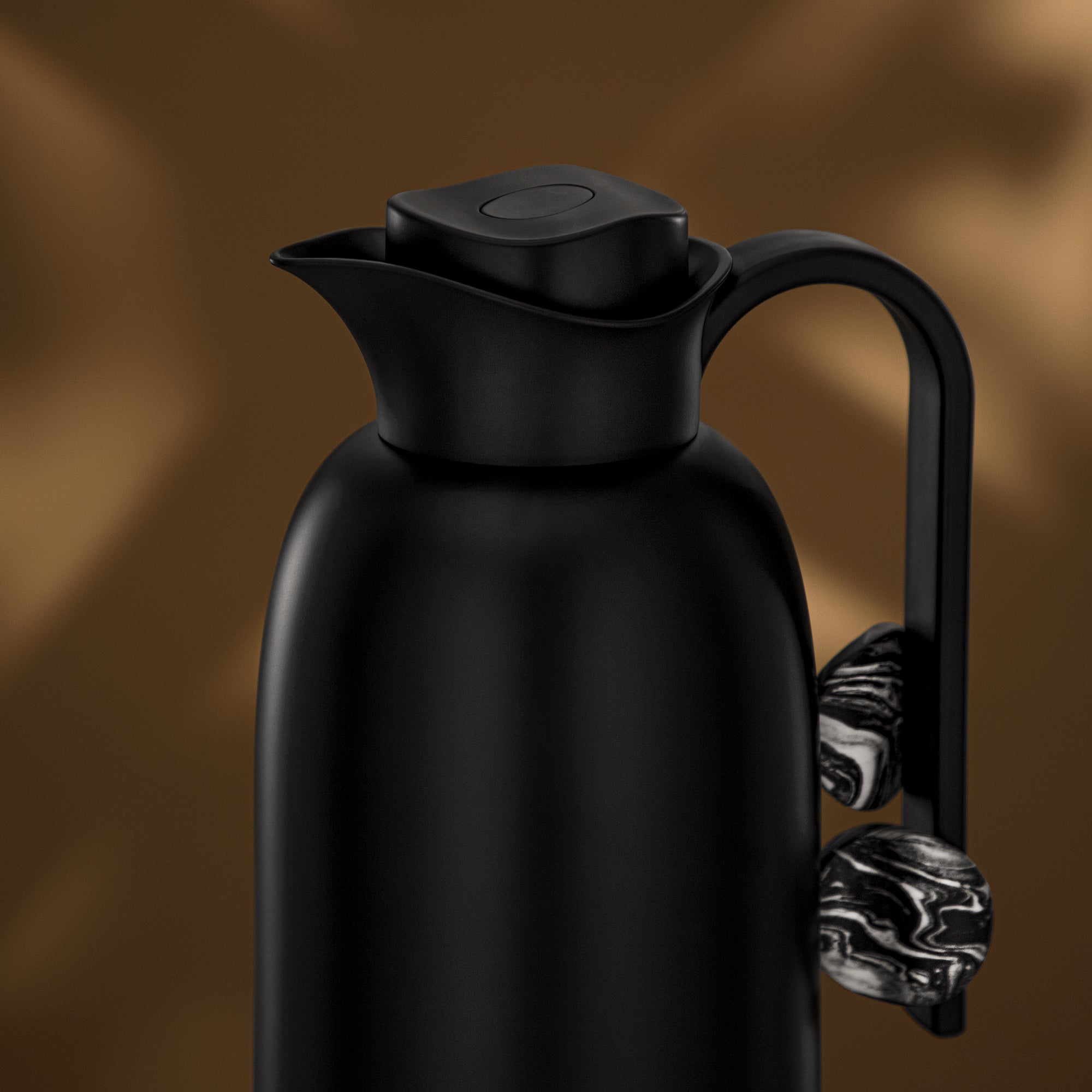 Almarjan Vacuum Flask Set 0.7L + 1L Matt Black & Marble