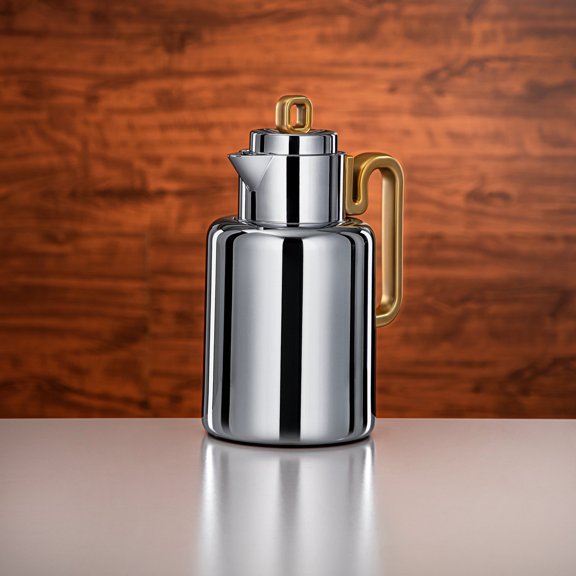 Almarjan Vacuum flask Set 0.5 liter + 1 liter silver & matt gold (FG815-050/100 MC/MG)