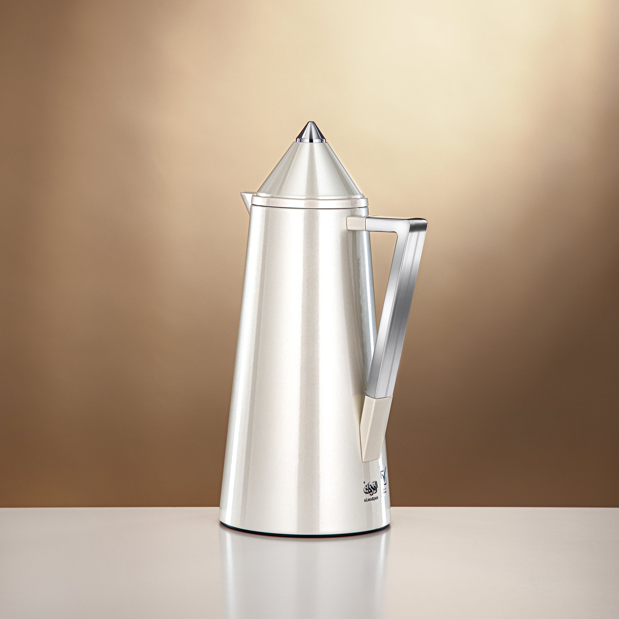 Almarjan Vacuum flask 0.7L + 1.0L Pearl white & silver (FG818-070/100 PW/C)