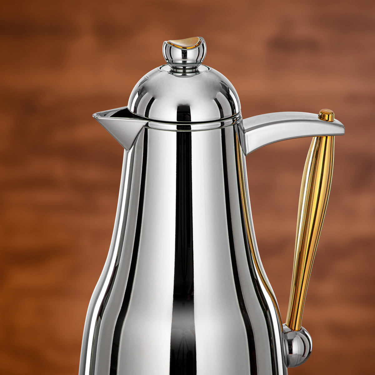 Almarjan 2 Pieces Vacuum Flask Set, Silver & Gold