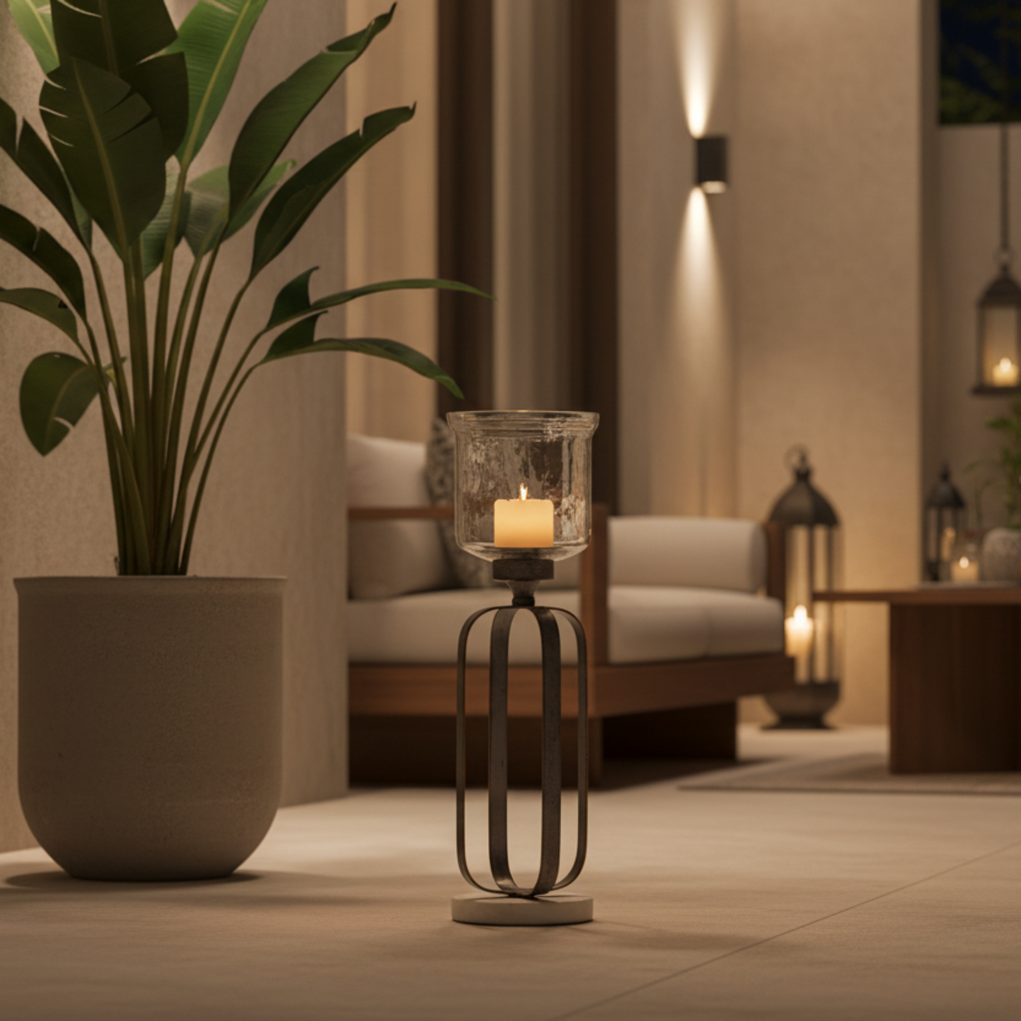 حامل شموع المرجان ٣٧ سم فضي