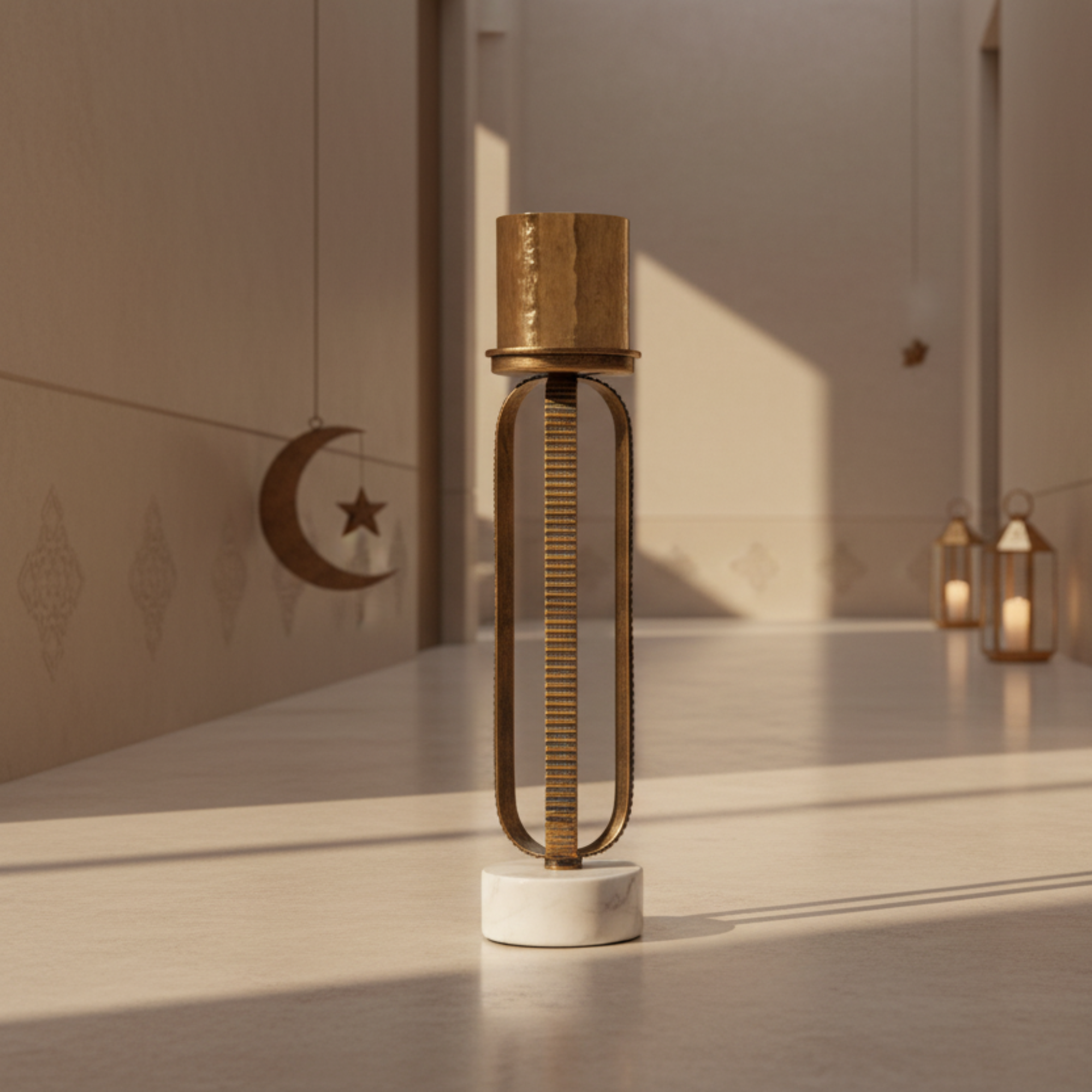 حامل شموع المرجان العمودي 44 سم بلون الشمبانيا الذهبي