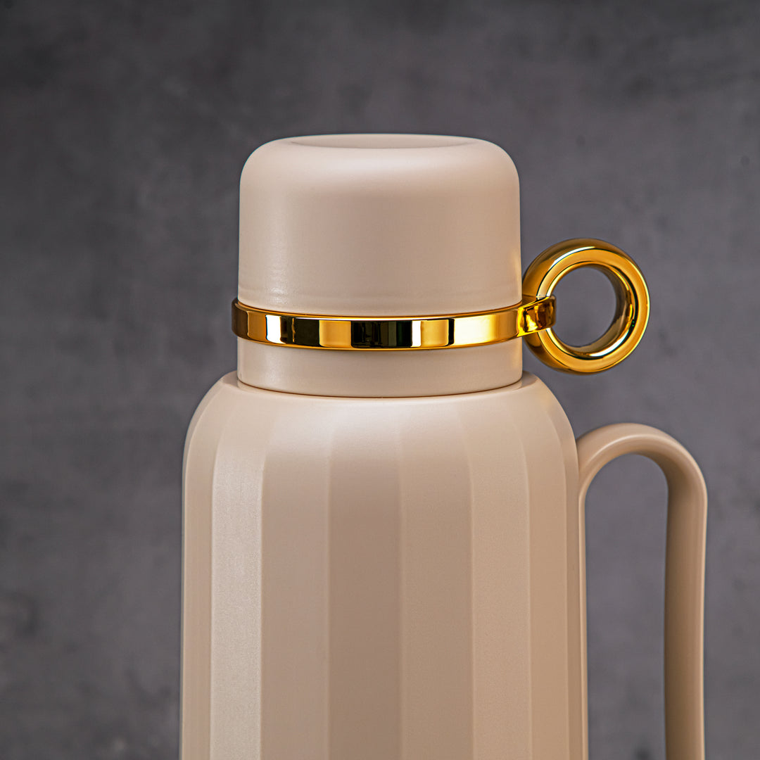 Almarjan 1 Liter Vacuum Flask Beige & Gold - GT101 MBGG