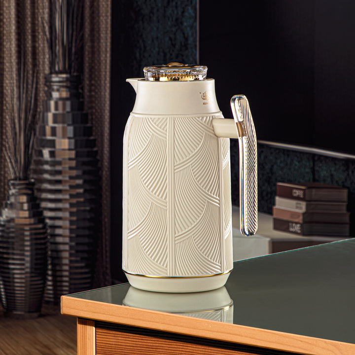 Almarjan 1 Liter Vacuum Flask Ivory & Gold - GT113-100 IV/G