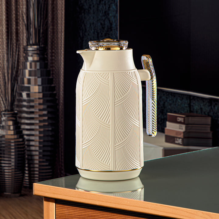 Almarjan 1 Liter Vacuum Flask Ivory & Gold - GT113-100 IV/G